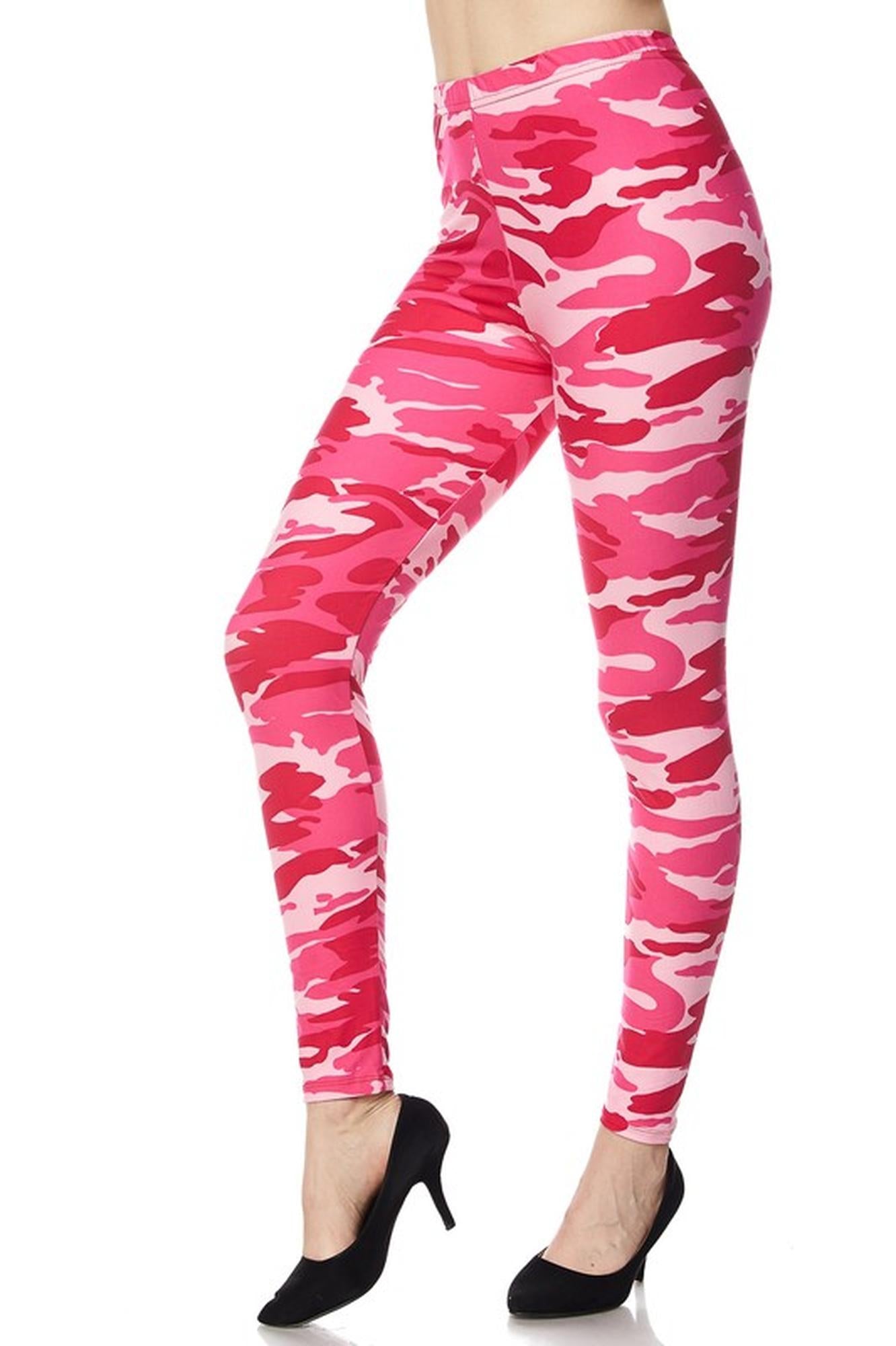 Wholesale Buttery Smooth Plus Size Pink Camouflage Leggings