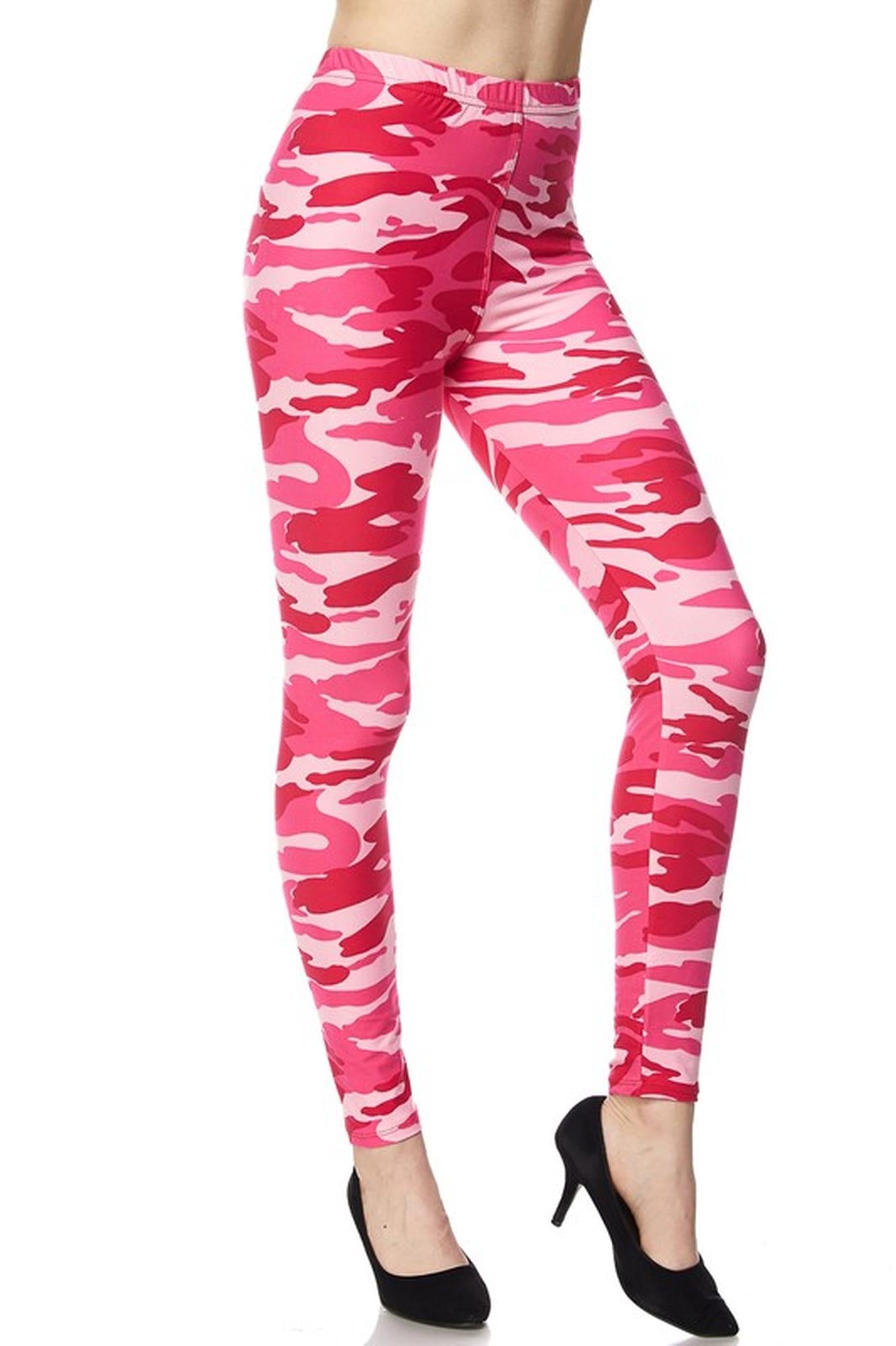 Wholesale Buttery Smooth Plus Size Pink Camouflage Leggings