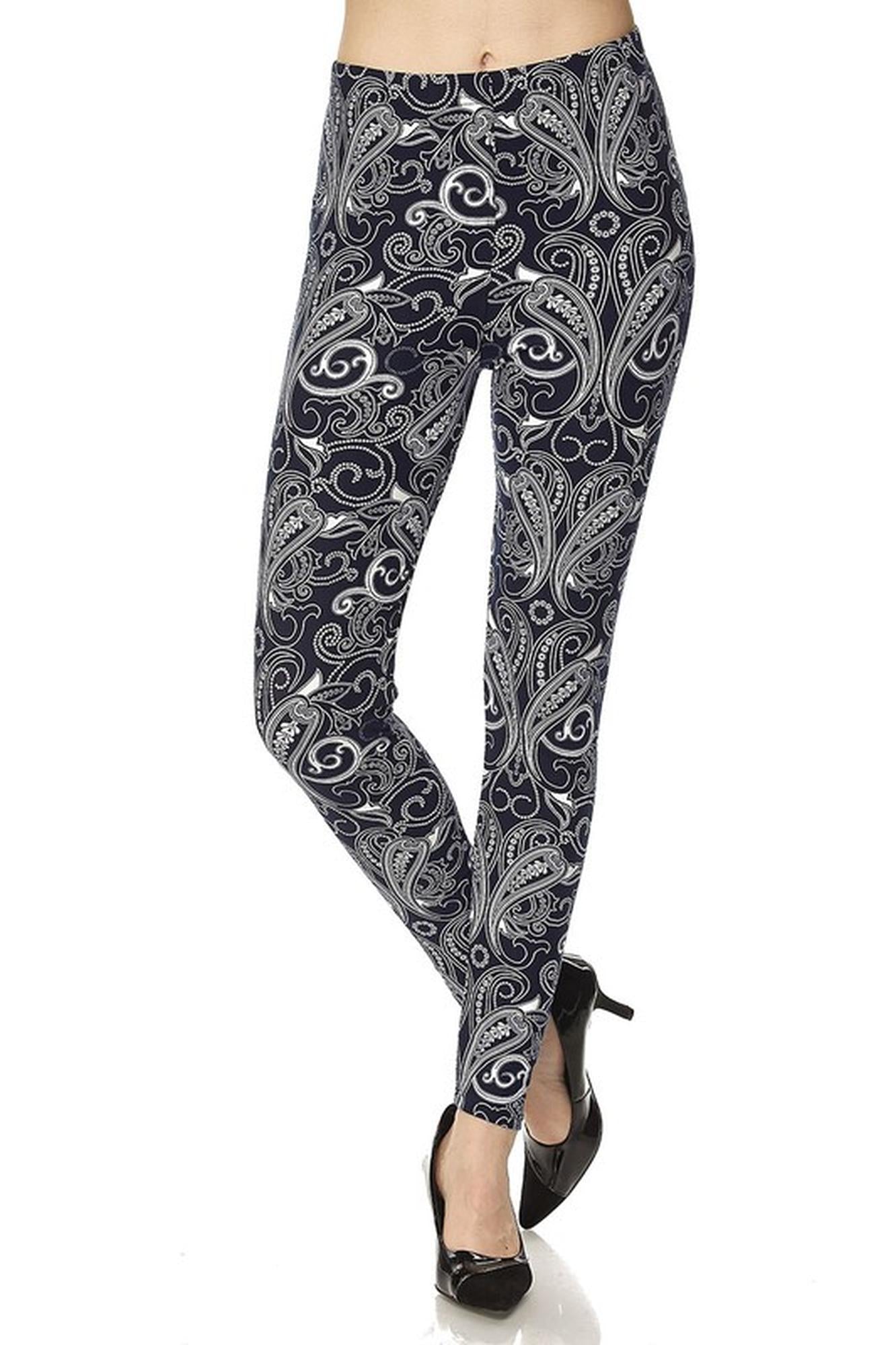 Wholesale Buttery Smooth Navy Paisley Leggings
