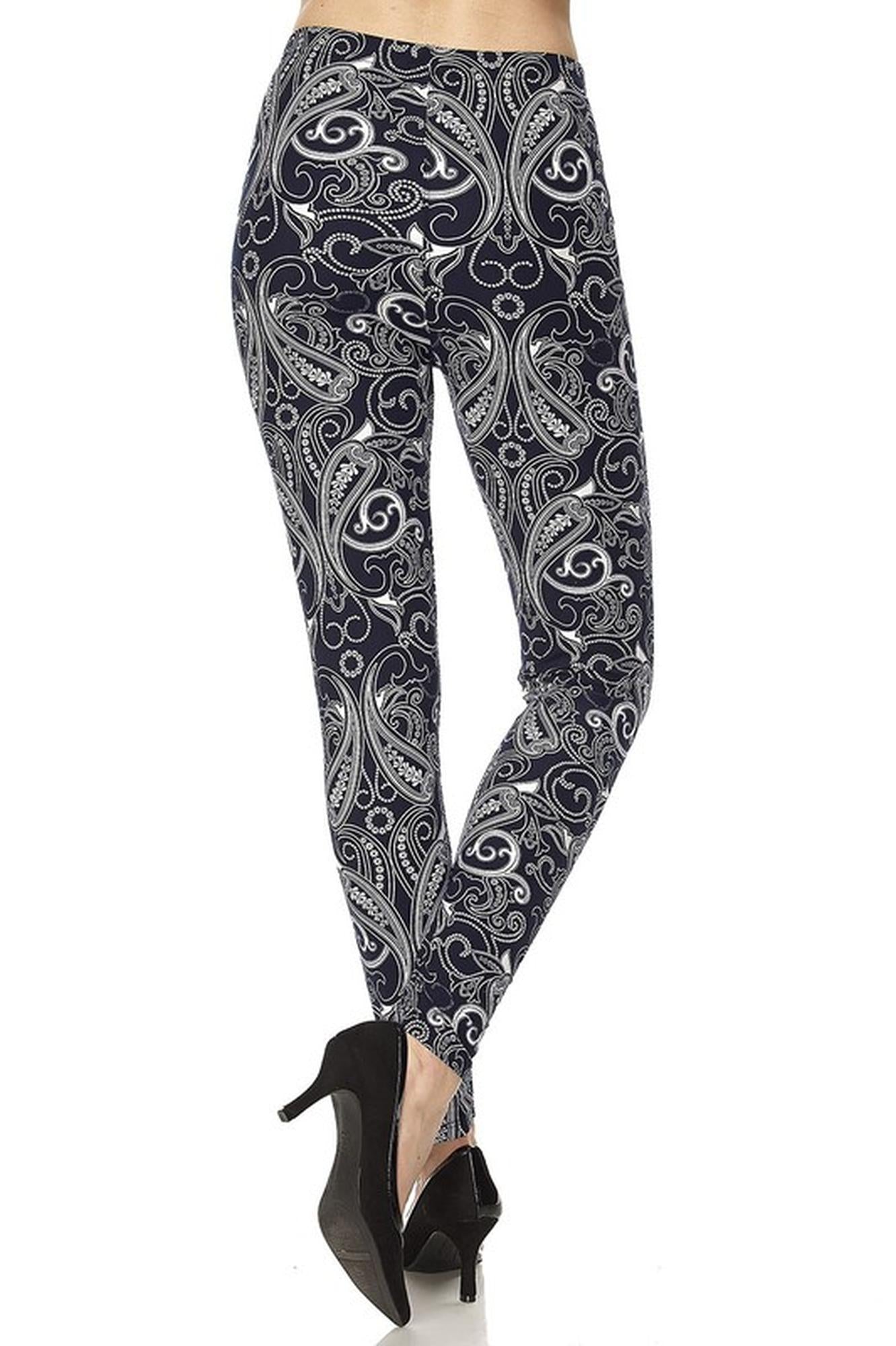 Wholesale Buttery Smooth Navy Paisley Leggings