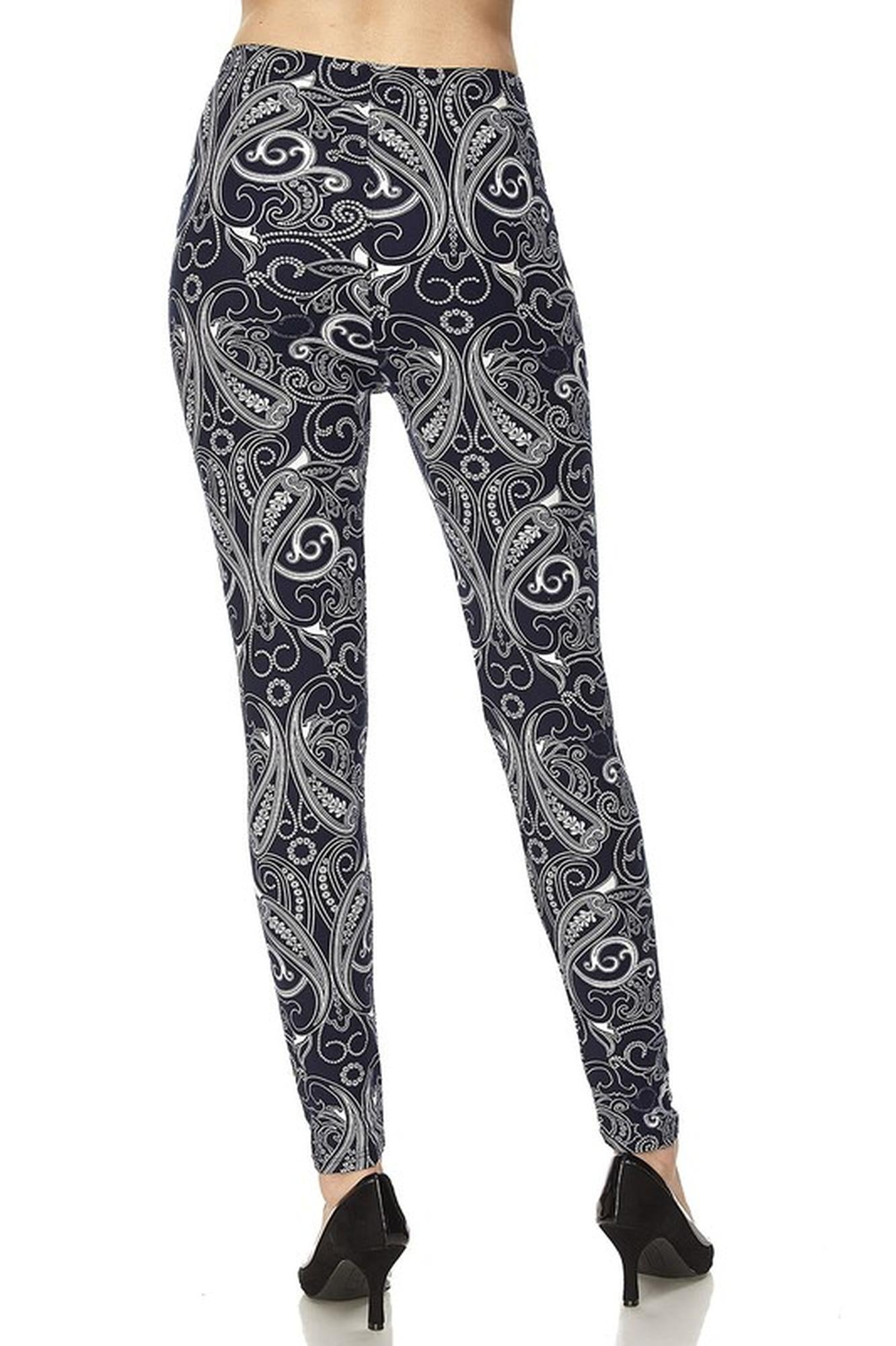 Wholesale Buttery Smooth Navy Paisley Leggings