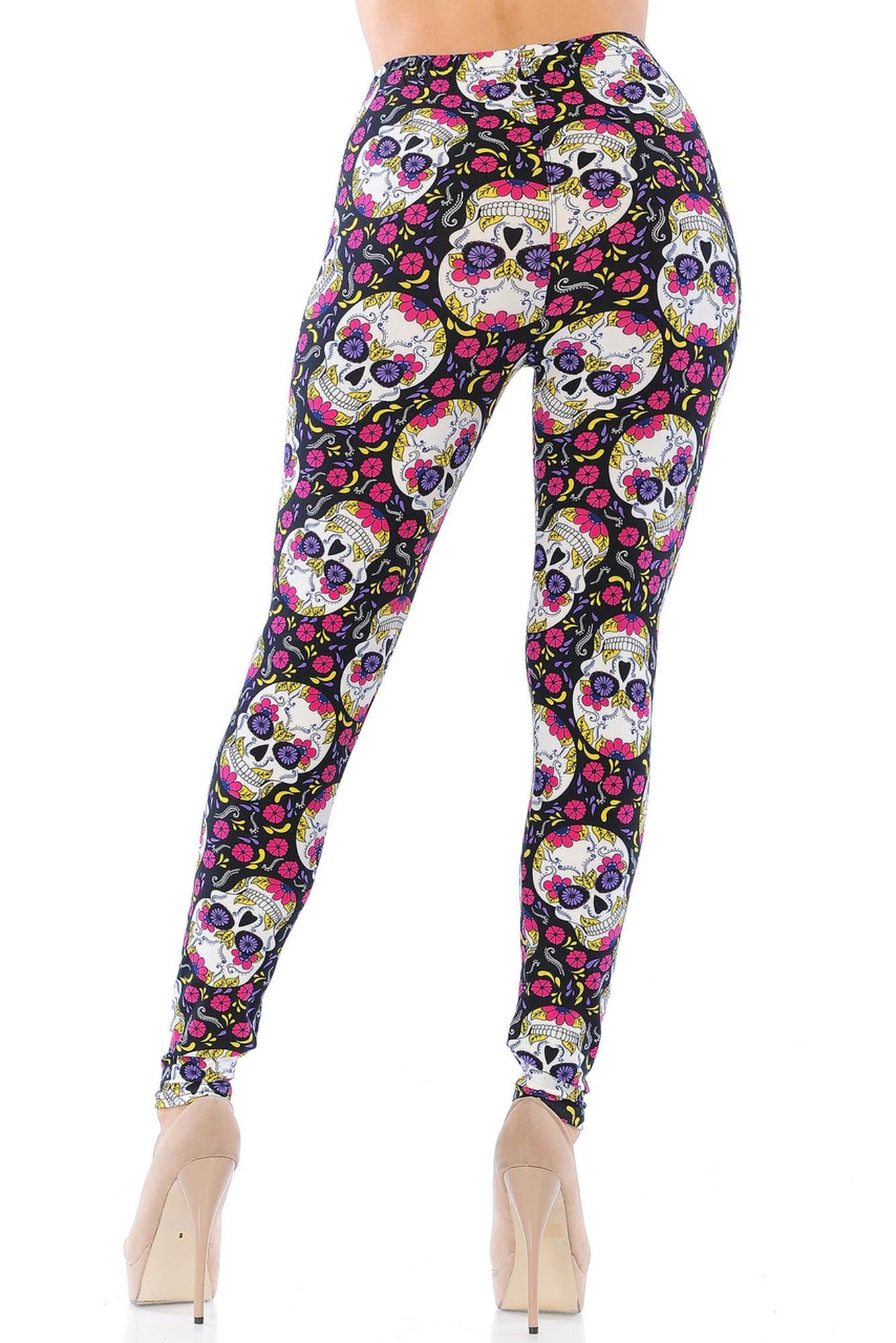 Wholesale Buttery Smooth Floral Petal Sugar Skull Leggings