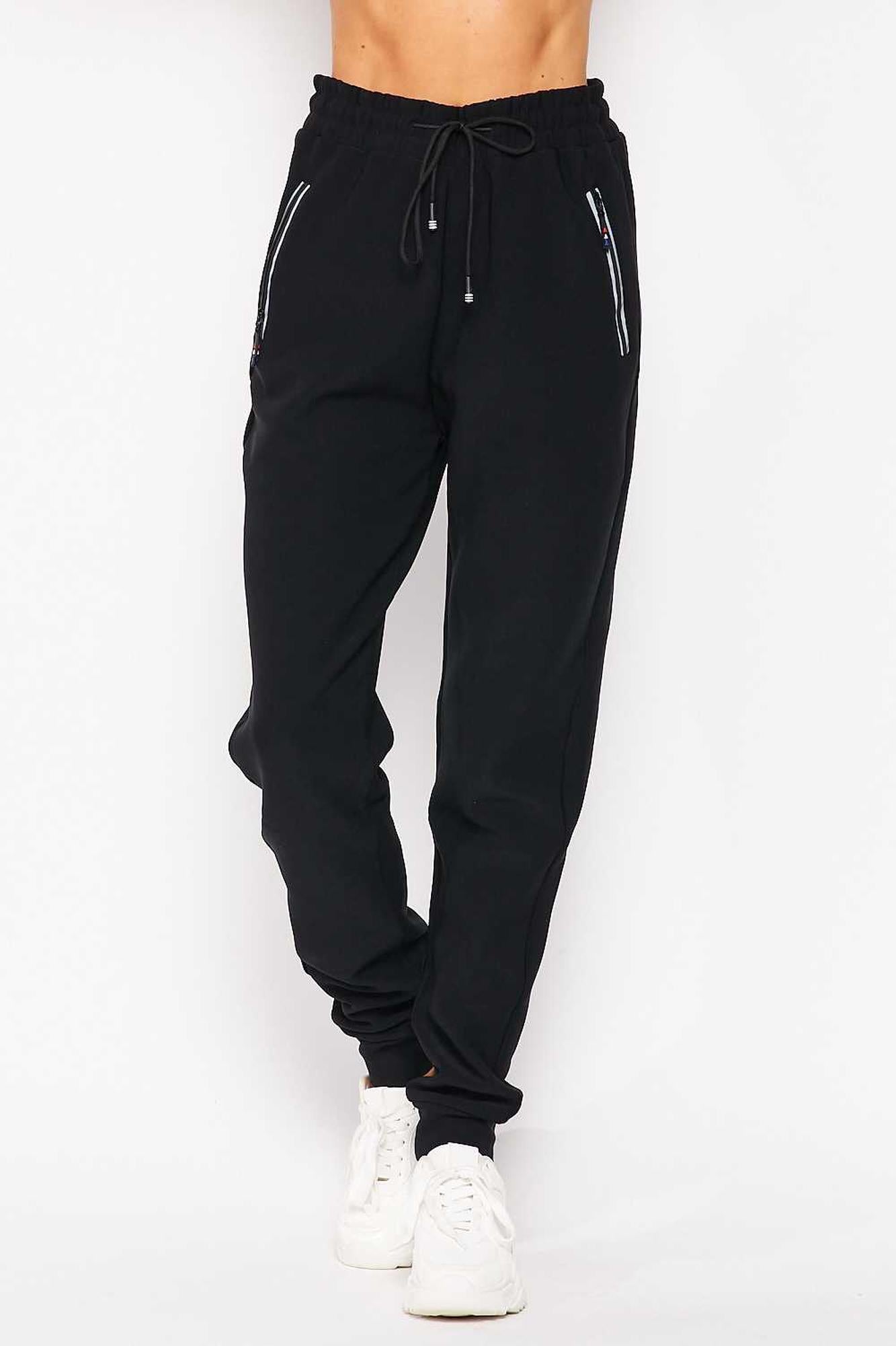 Wholesale Scuba Solid Thick Fleece Lined Jogger Pocket Zipper & Drawstring