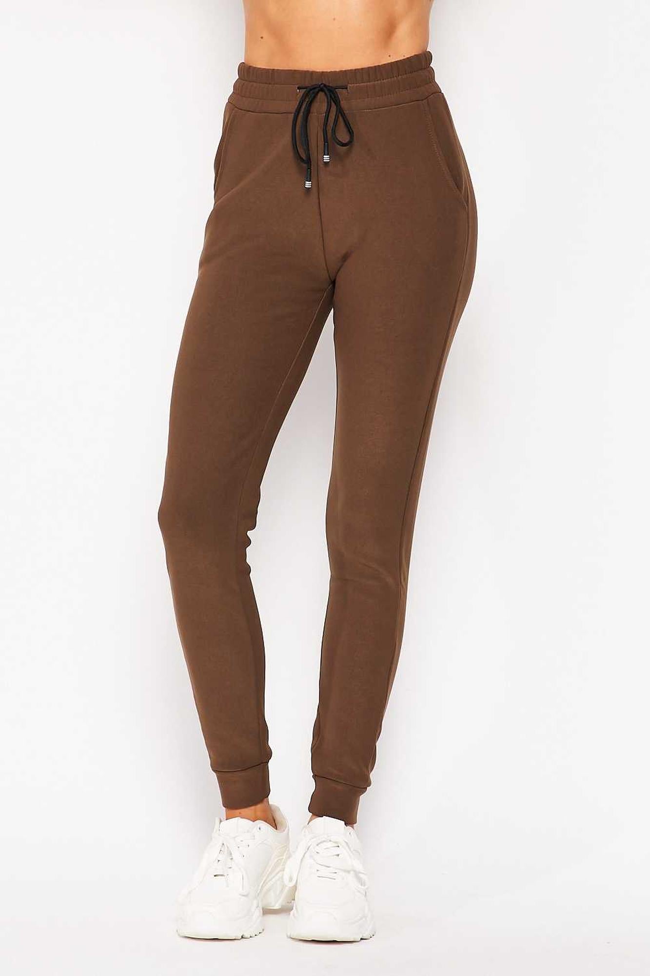 Wholesale Scuba Solid Thick Fleece Lined Jogger with Drawstring