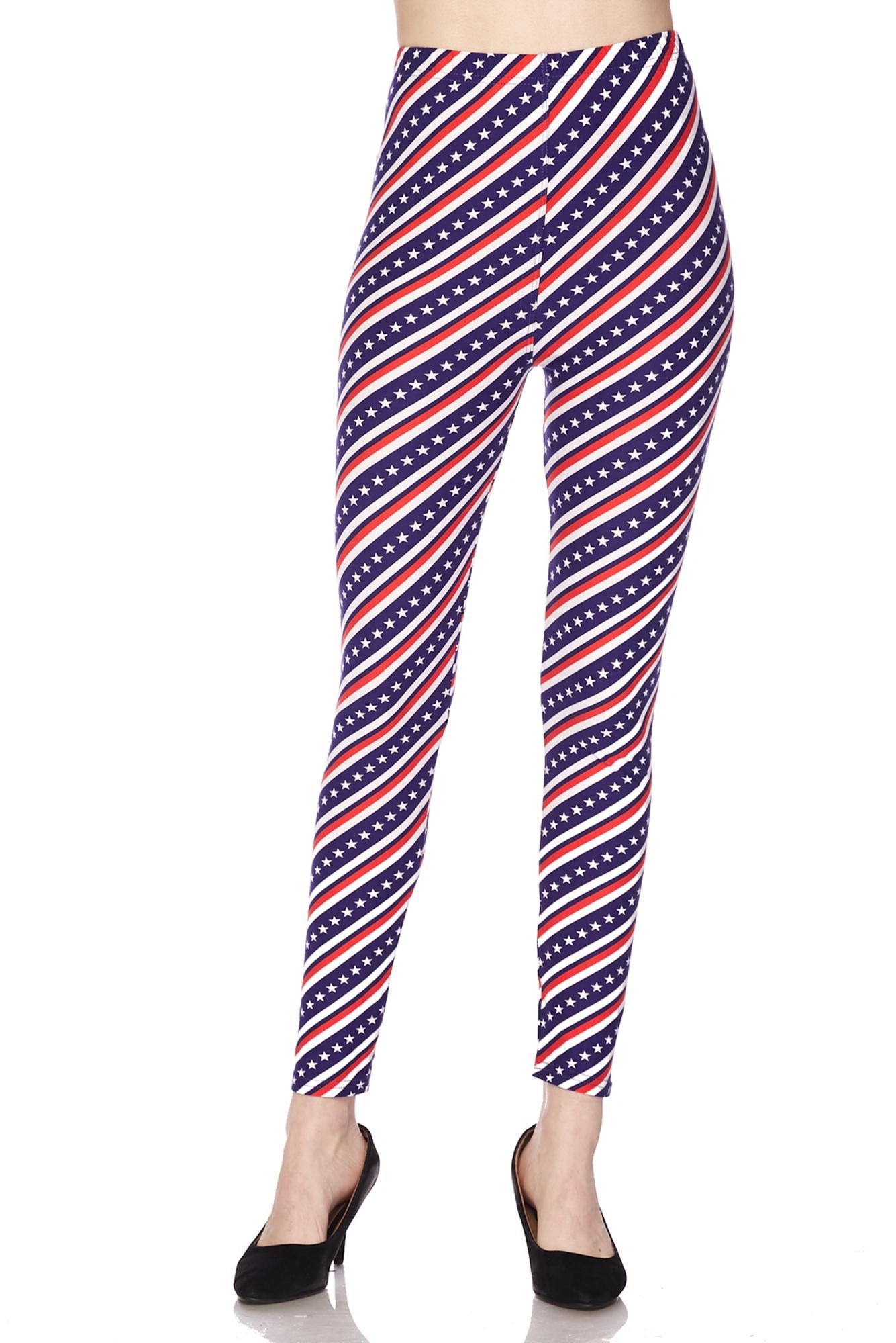 Wholesale Buttery Smooth Spiral Stars and Stripes Leggings