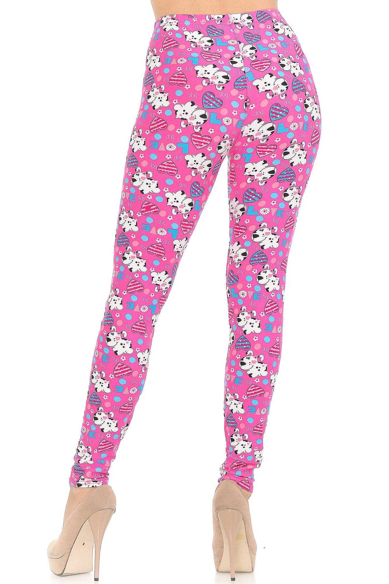 Wholesale Buttery Smooth Pink Hearts & Puppy Dogs Leggings