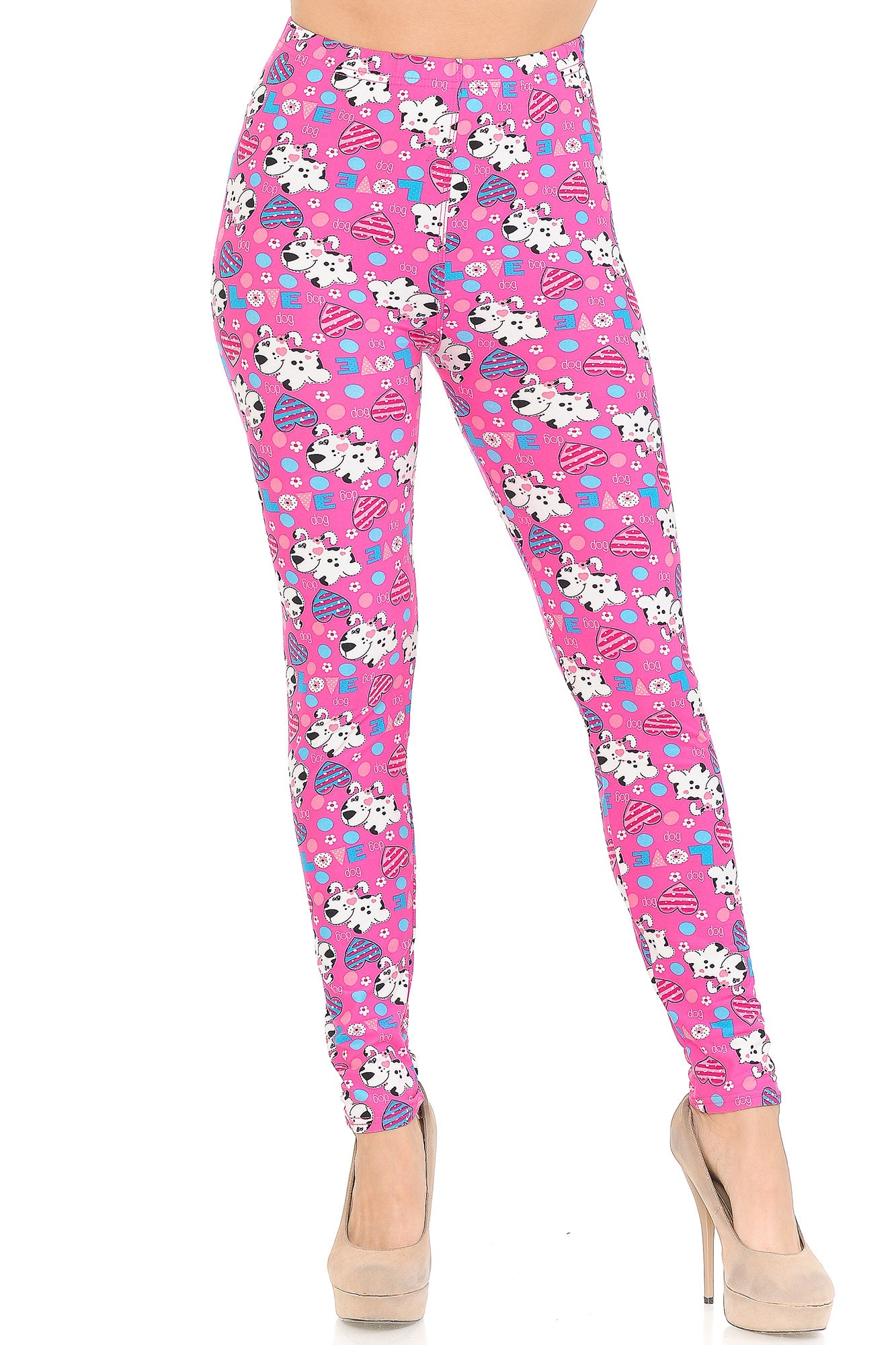 Wholesale Buttery Smooth Pink Hearts & Puppy Dogs Leggings