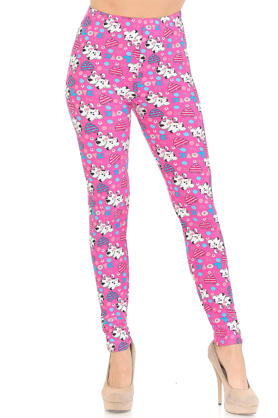 Wholesale Buttery Smooth Pink Hearts & Puppy Dogs Leggings