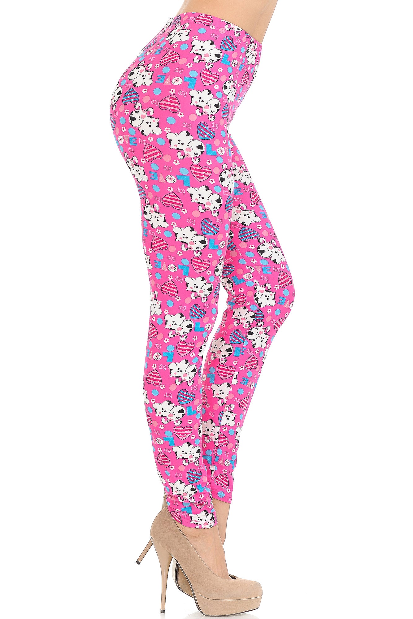 Wholesale Buttery Smooth Pink Hearts & Puppy Dogs Leggings