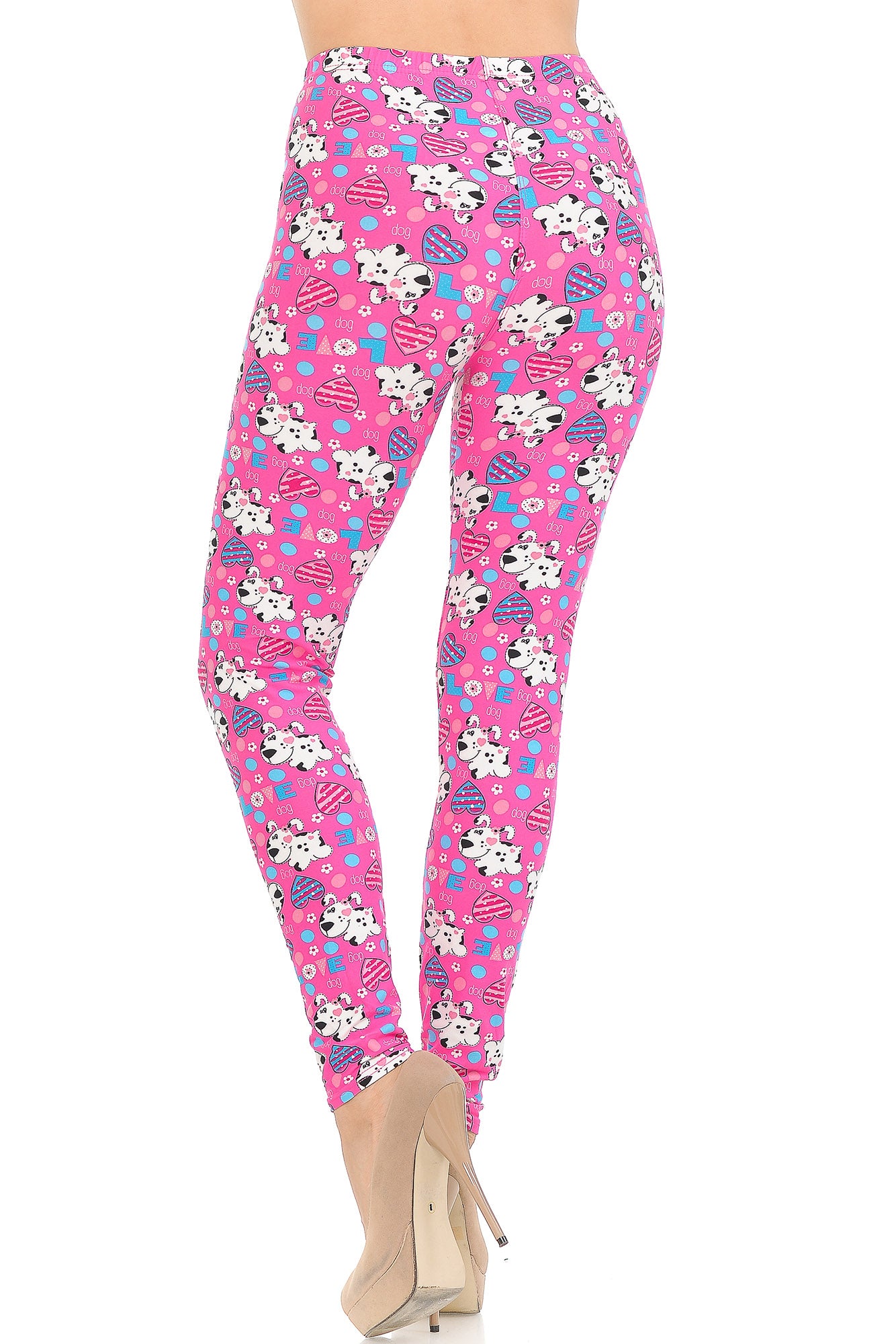 Wholesale Buttery Smooth Pink Hearts & Puppy Dogs Leggings