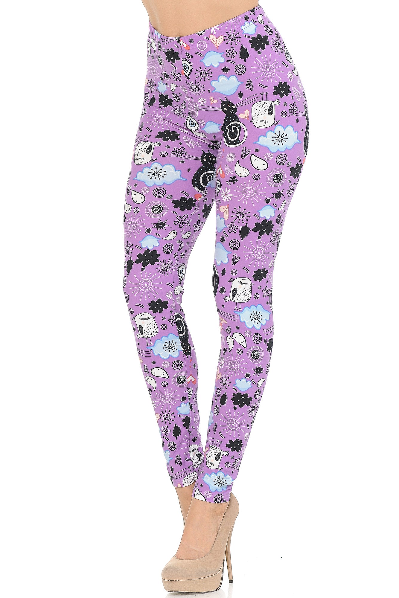 Wholesale Buttery Smooth Lavender Kitty Cats Leggings