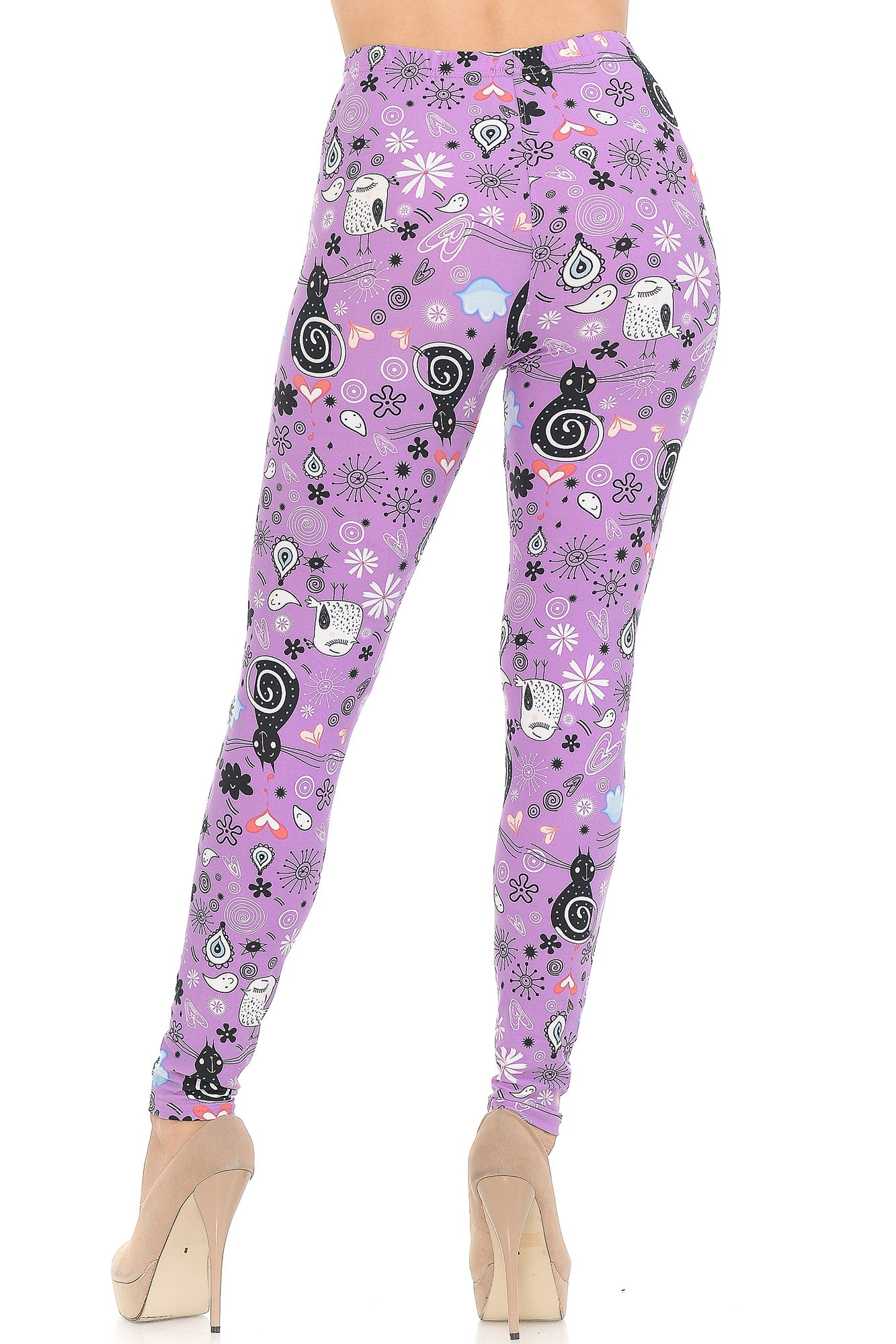Wholesale Buttery Smooth Lavender Kitty Cats Leggings