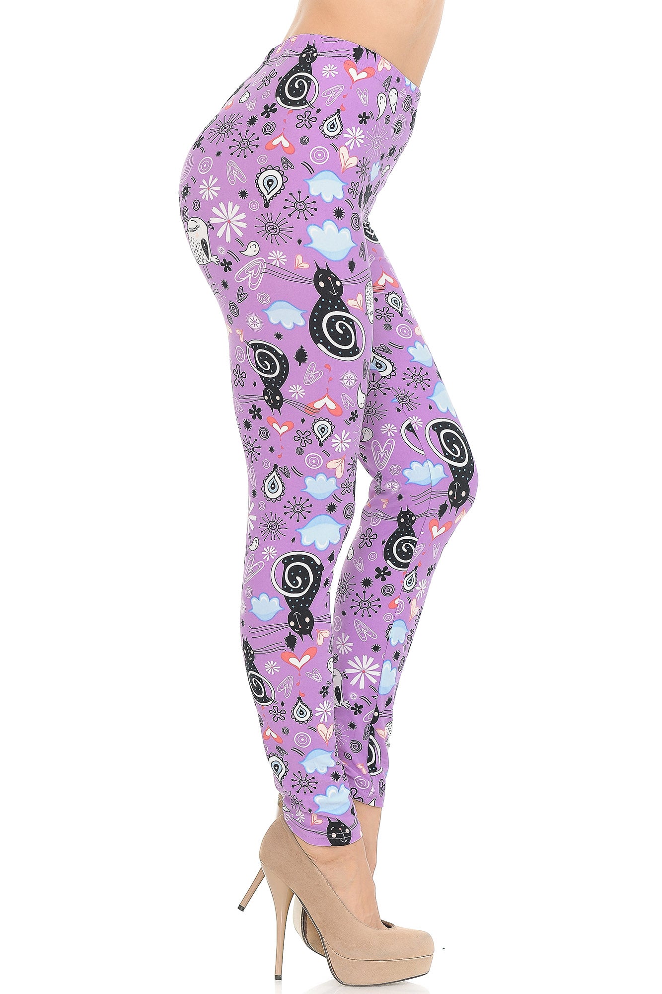 Wholesale Buttery Smooth Lavender Kitty Cats Leggings