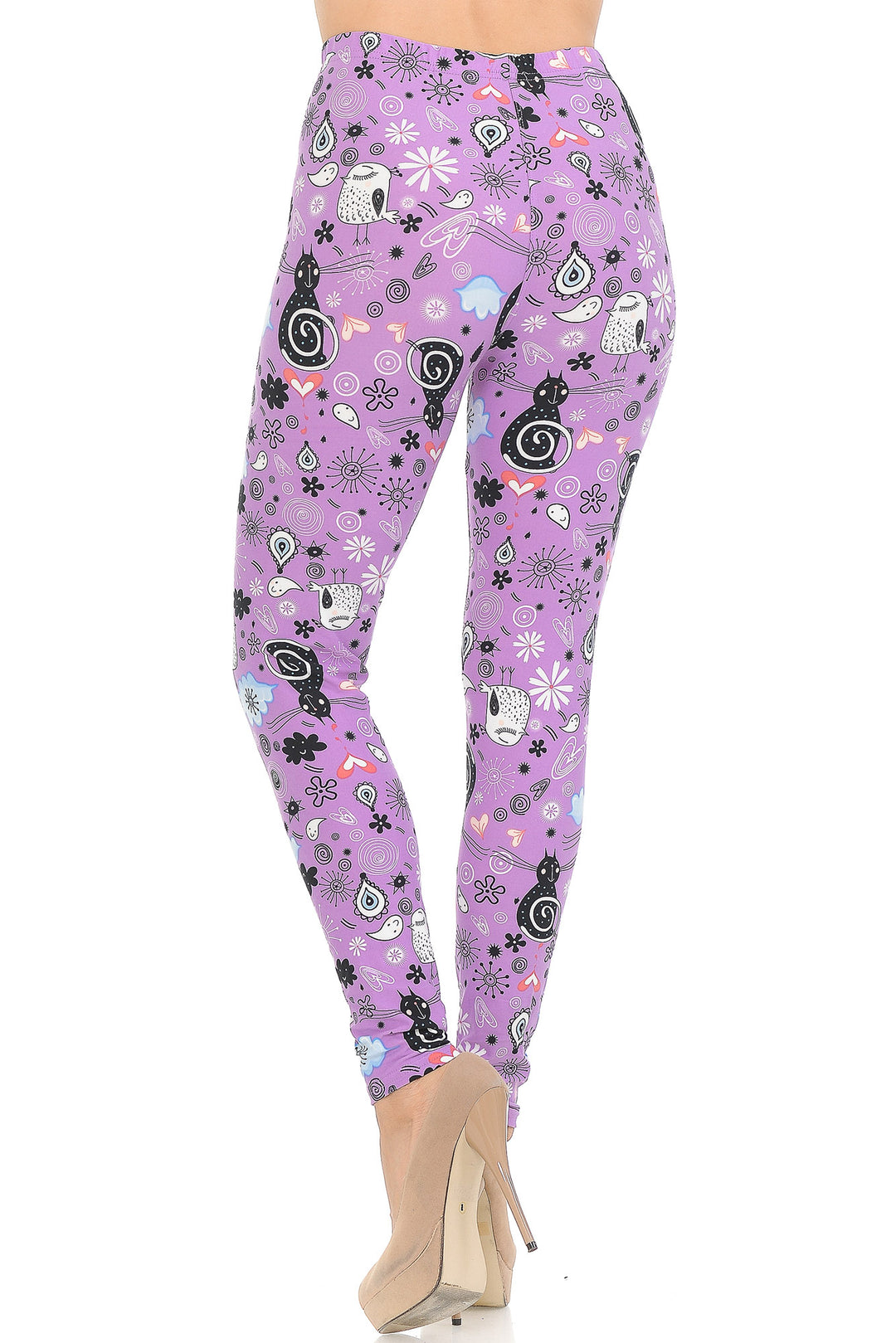 Wholesale Buttery Smooth Lavender Kitty Cats Leggings