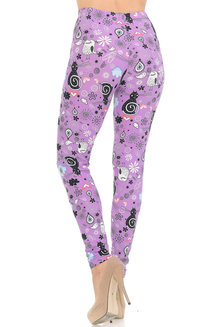 Wholesale Buttery Smooth Lavender Kitty Cats Leggings