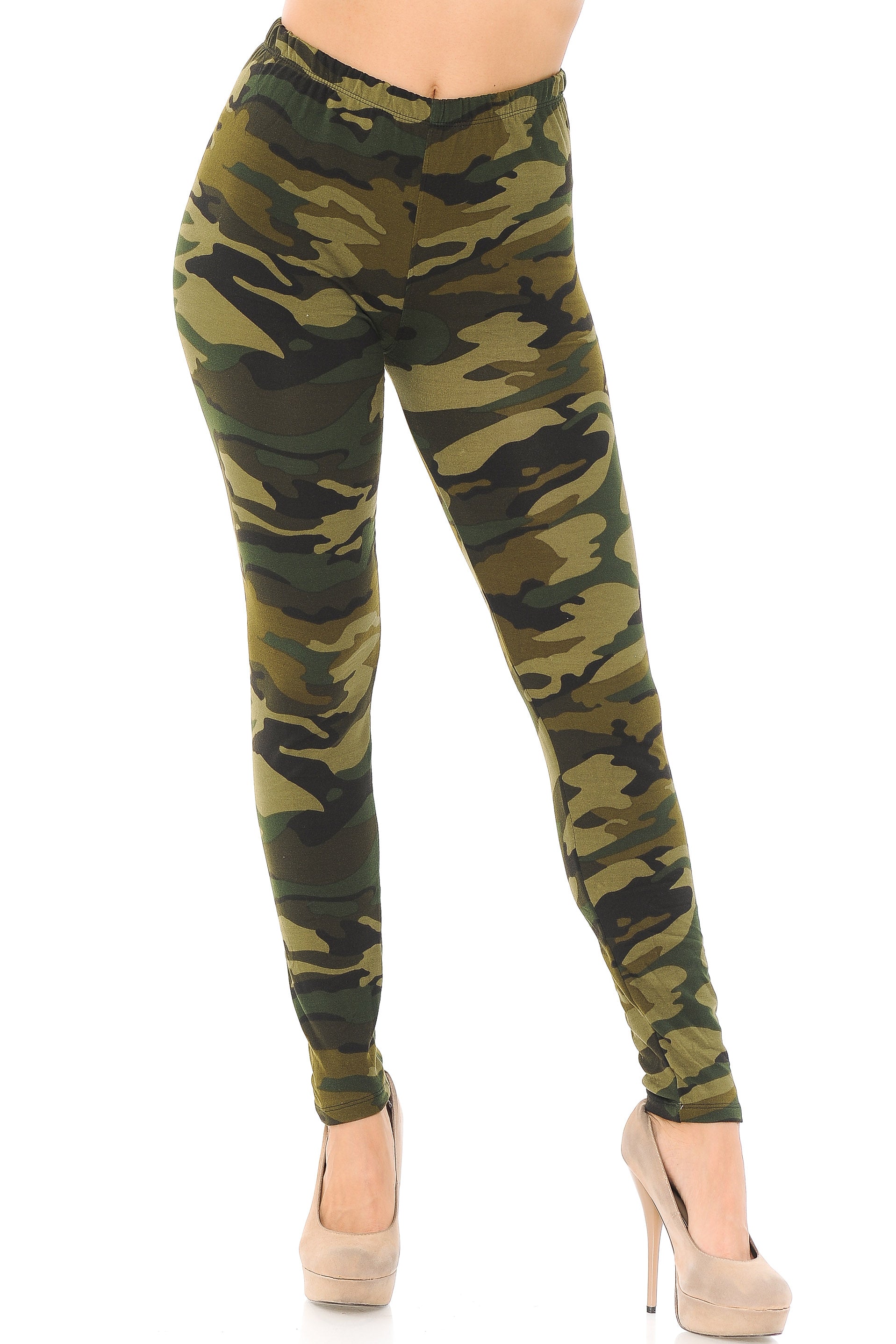 Wholesale Buttery Smooth Green Camouflage Leggings - EEVEE