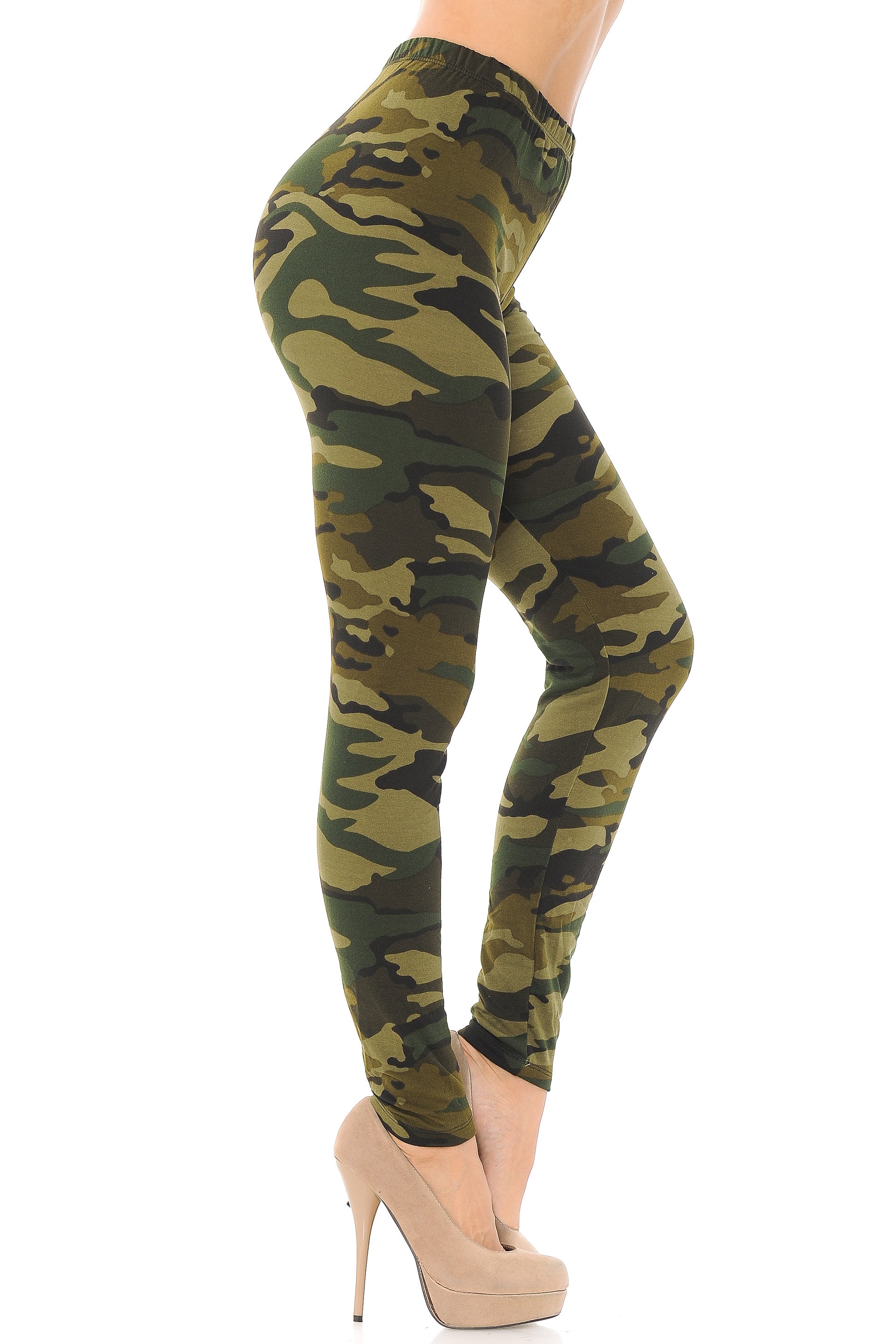 Wholesale Buttery Smooth Green Camouflage Leggings - EEVEE