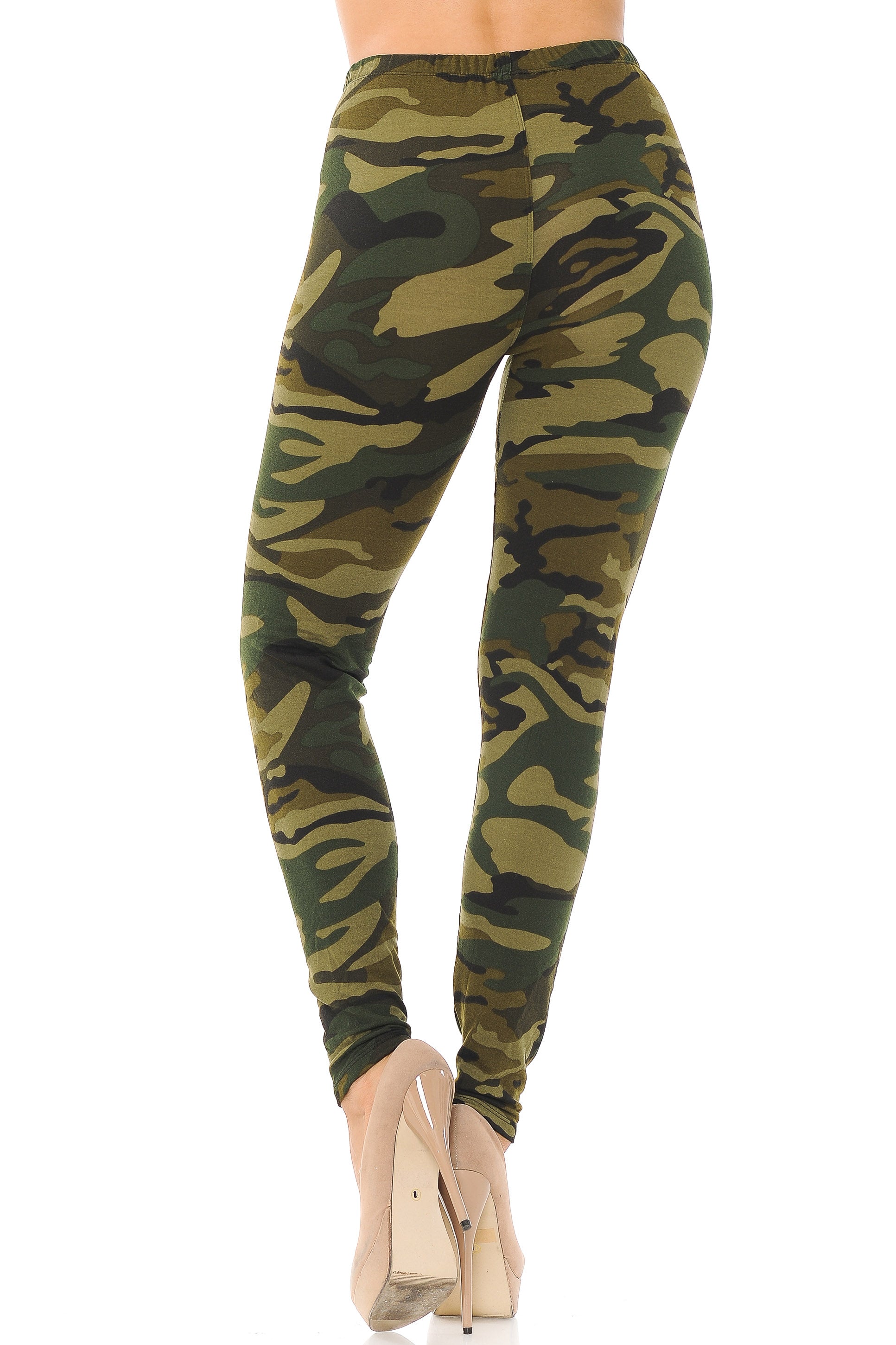 Wholesale Buttery Smooth Green Camouflage Leggings - EEVEE