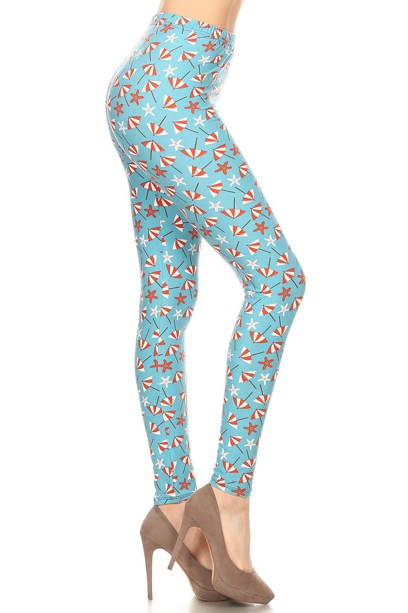 Wholesale Buttery Soft Umbrellas and Starfish Plus Size Leggings