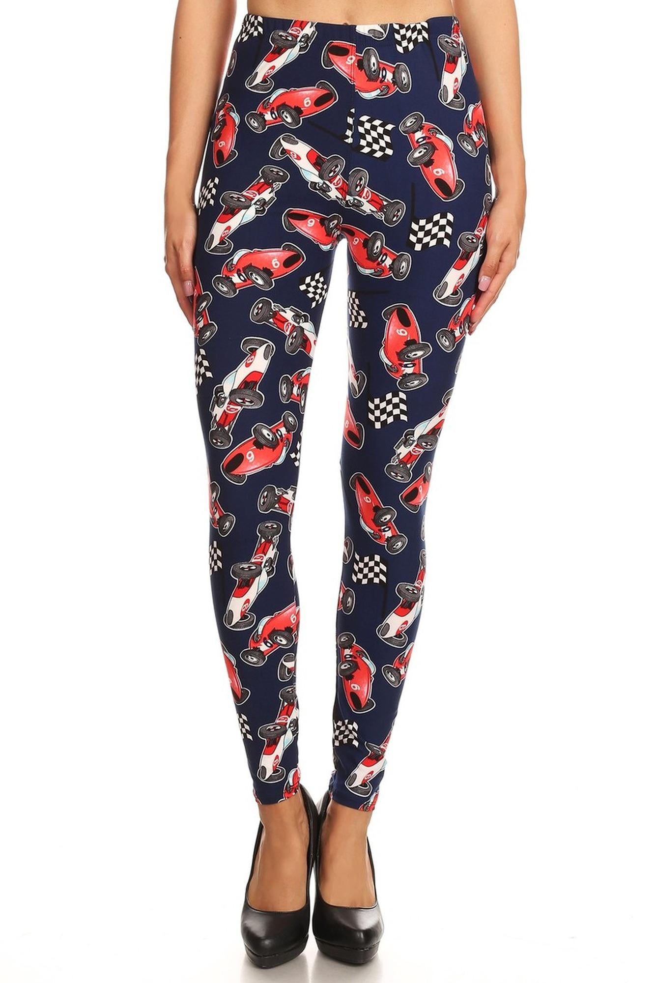 Wholesale Buttery Smooth Retro Race Car Leggings