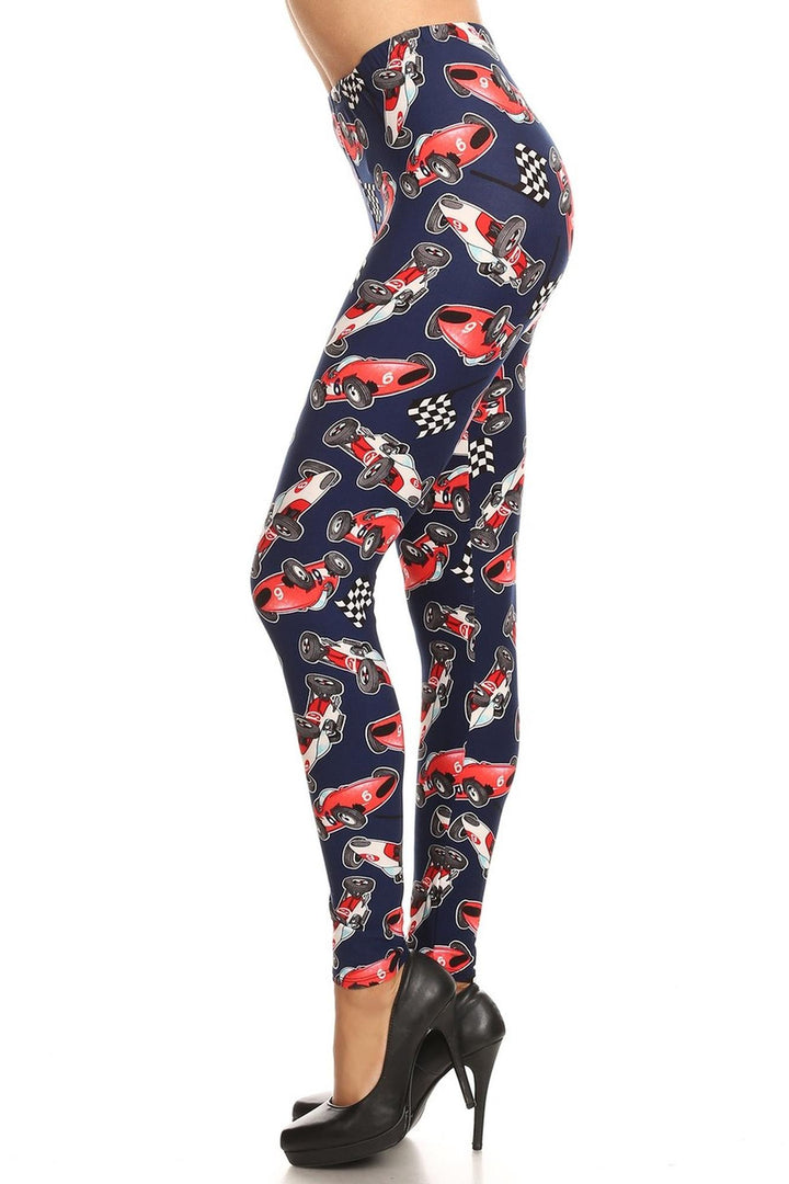 Wholesale Buttery Smooth Retro Race Car Plus Size Leggings