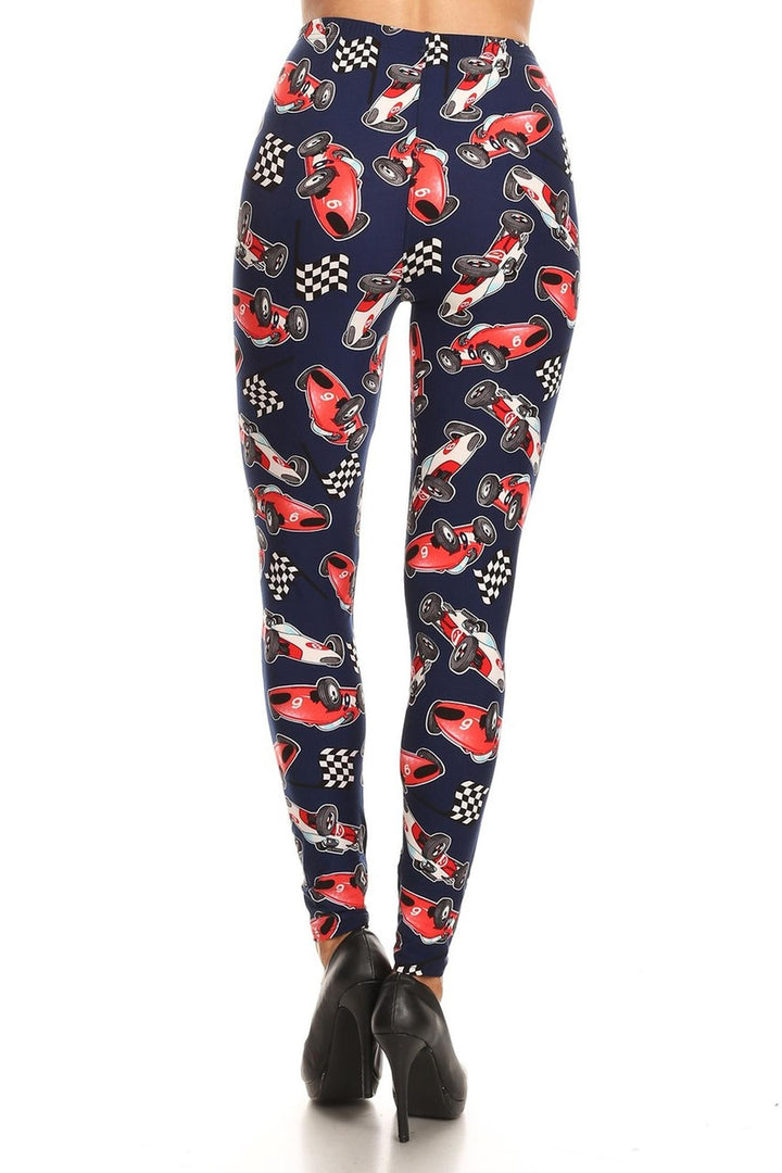 Wholesale Buttery Smooth Retro Race Car Plus Size Leggings