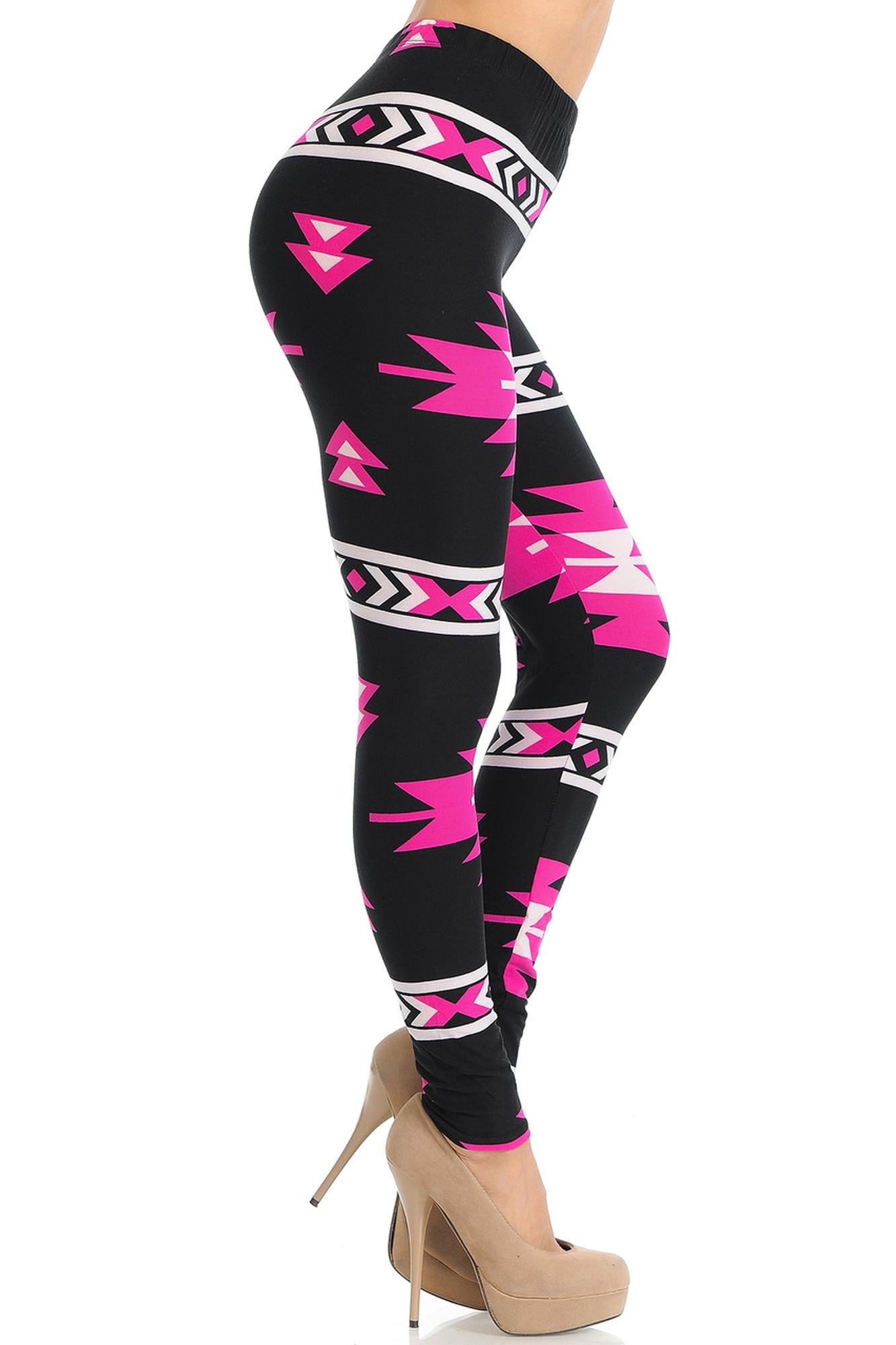 Wholesale Buttery Smooth Fuchsia Aztec Tribal Leggings