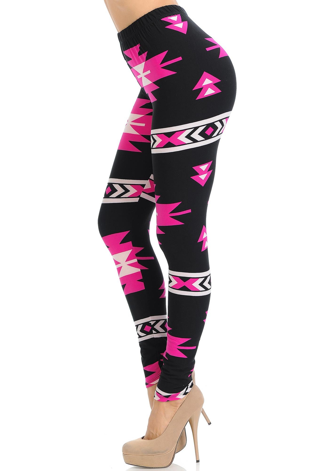 Wholesale Buttery Smooth Fuchsia Aztec Tribal Leggings
