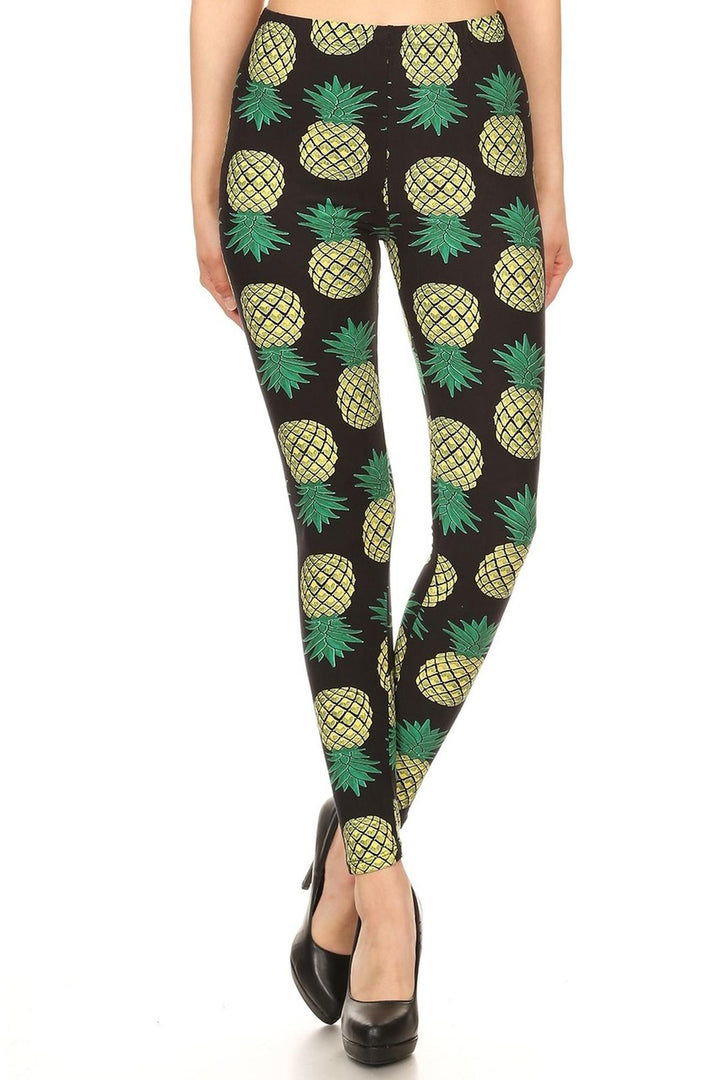 Wholesale Buttery Soft Green Pineapple Leggings - EEVEE