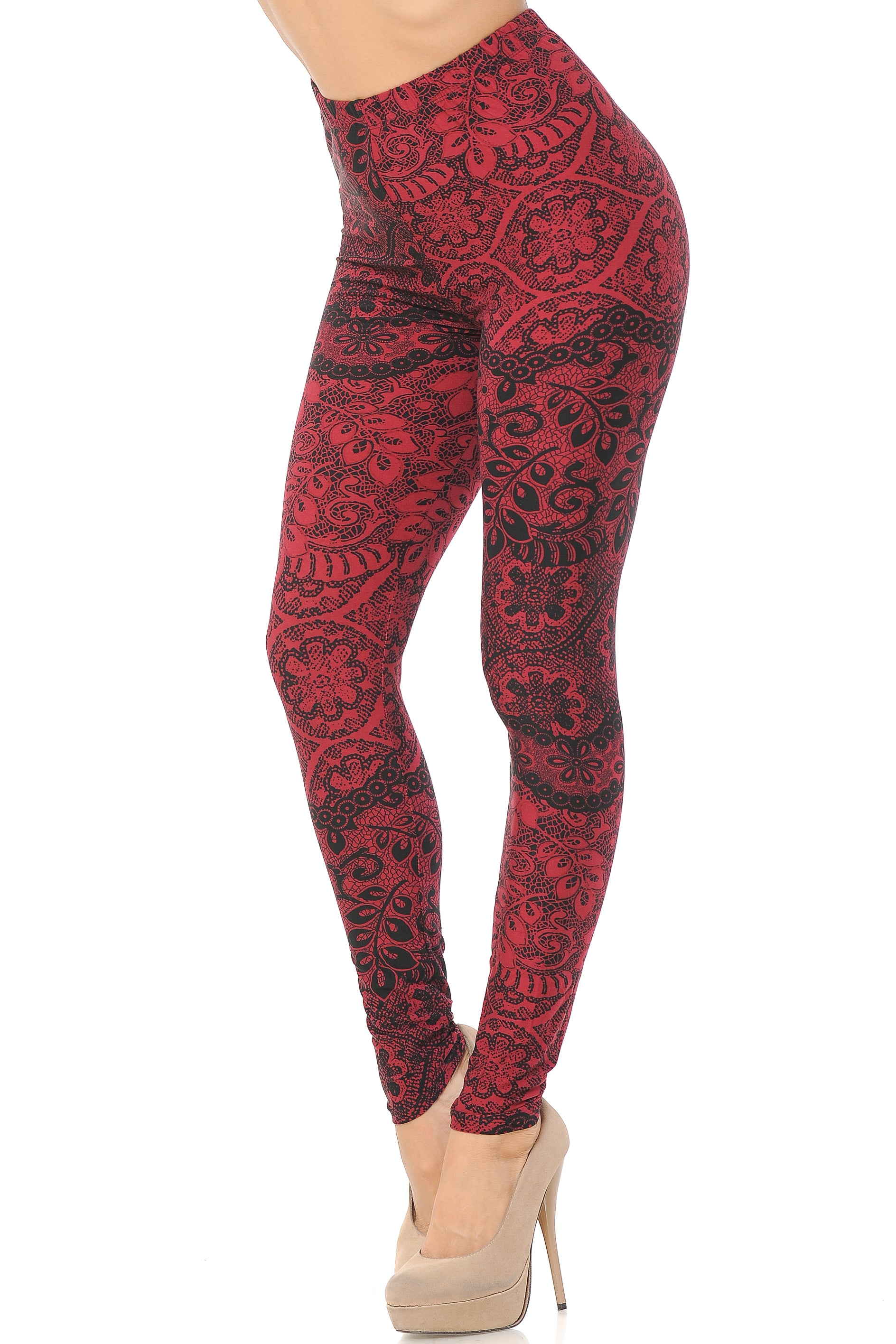 Wholesale Buttery Soft Rouge Leaf Leggings