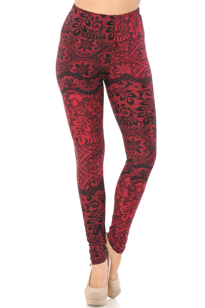 Wholesale Buttery Soft Rouge Leaf Leggings