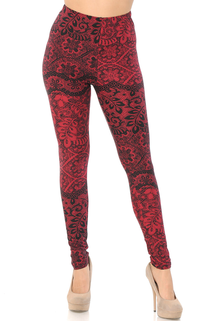 Wholesale Buttery Soft Rouge Leaf Leggings