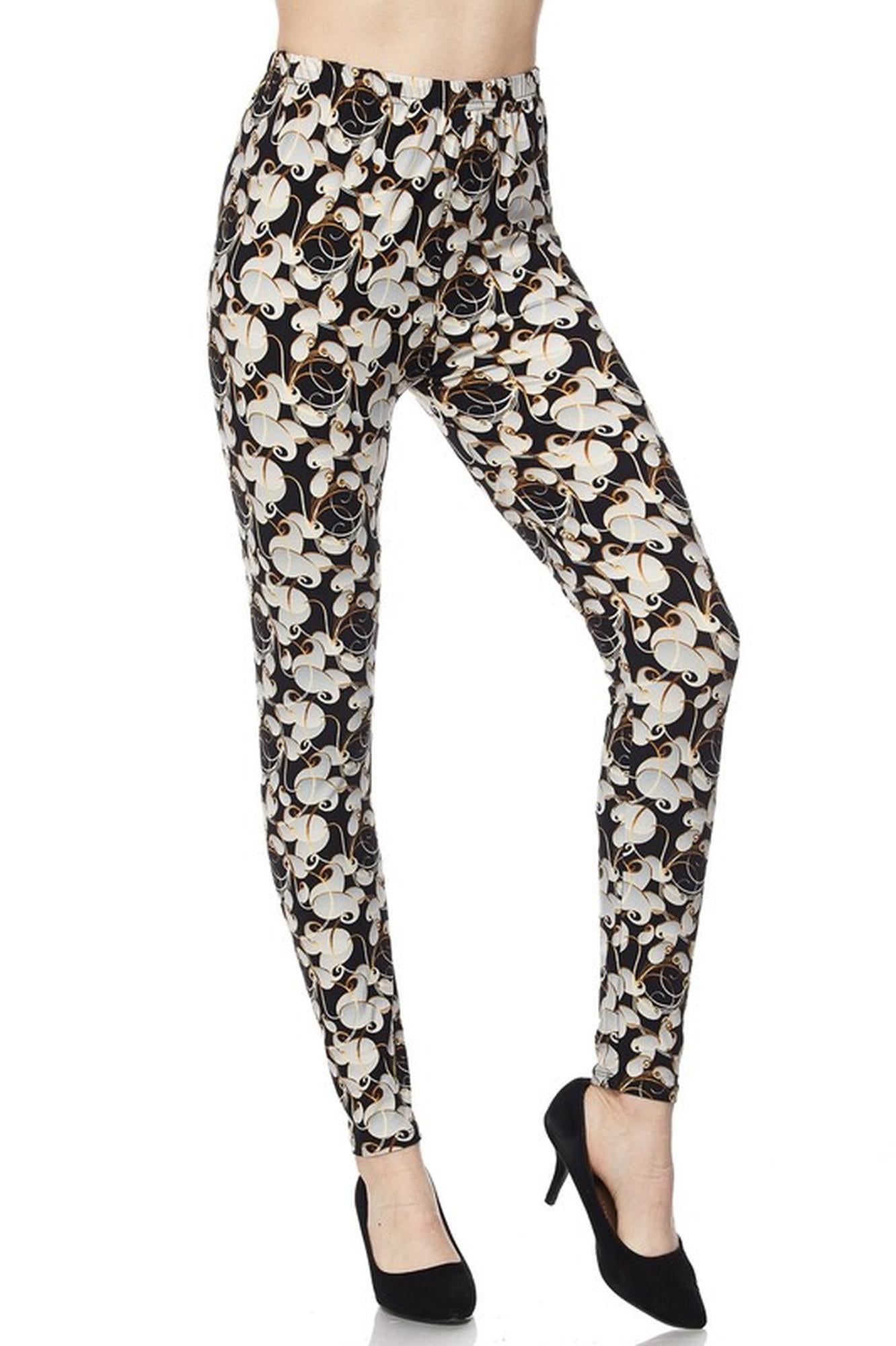 Wholesale Buttery Soft Ivory Petals Leggings