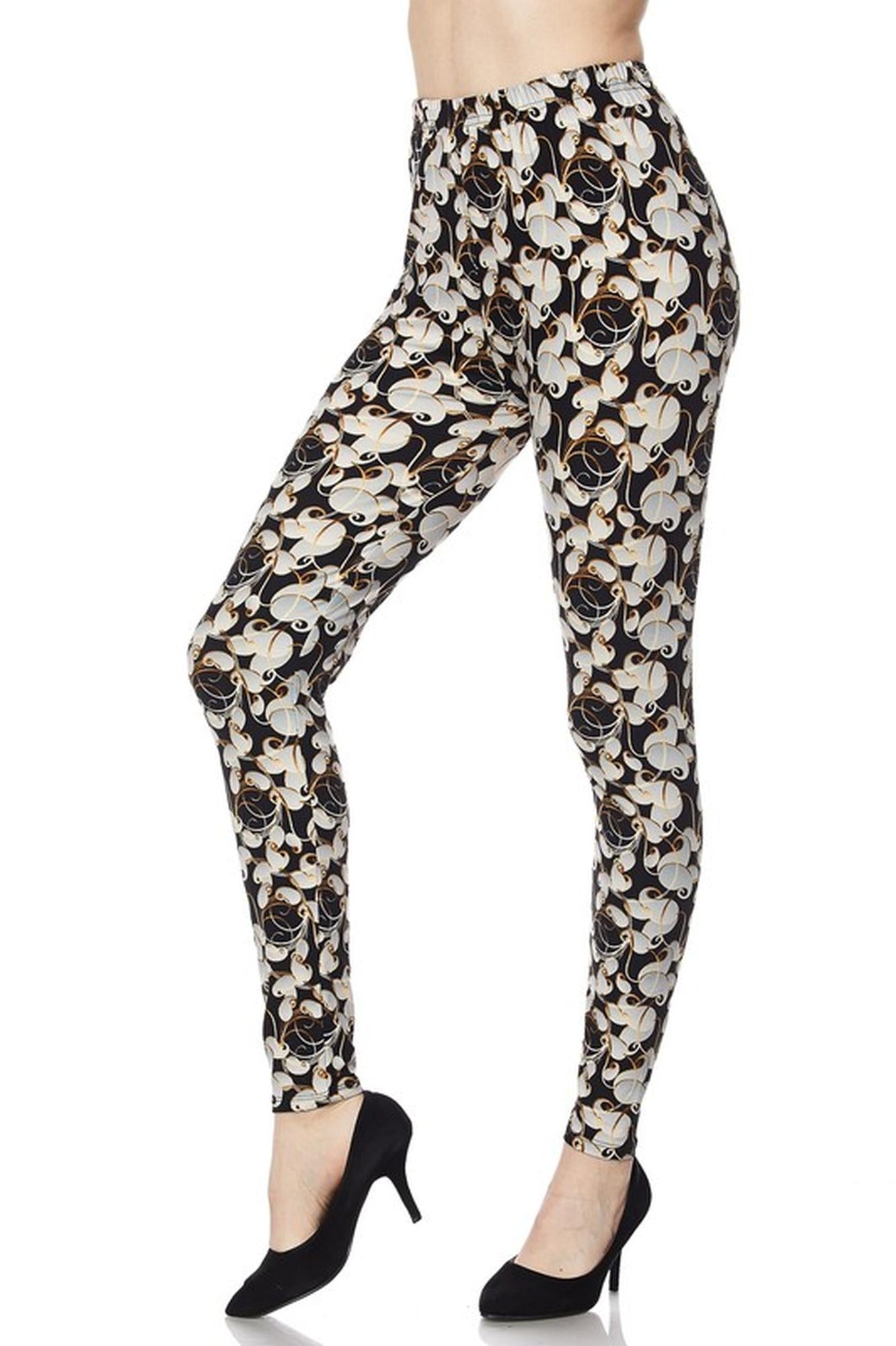 Wholesale Buttery Soft Ivory Petals Leggings