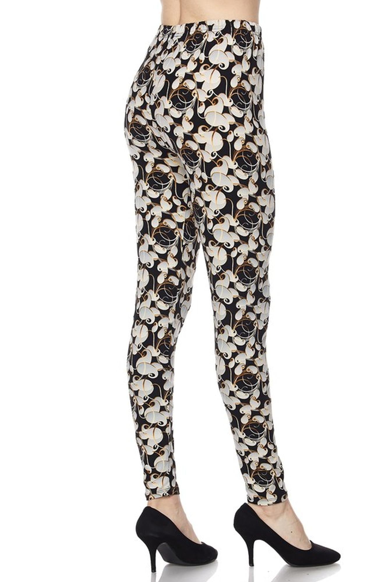 Wholesale Buttery Soft Ivory Petals Leggings