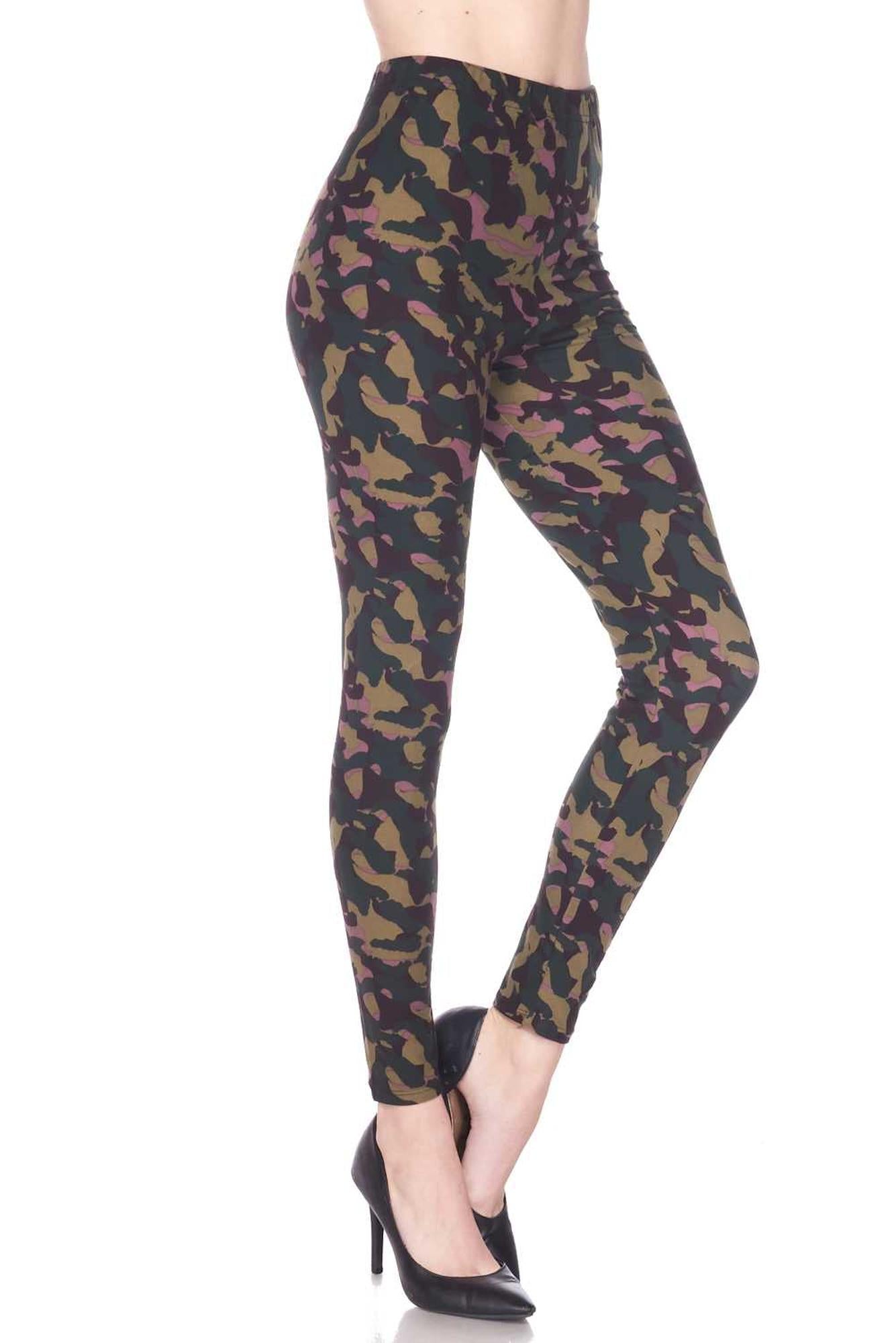 Wholesale Buttery Smooth Midnight Pink Camouflage Leggings