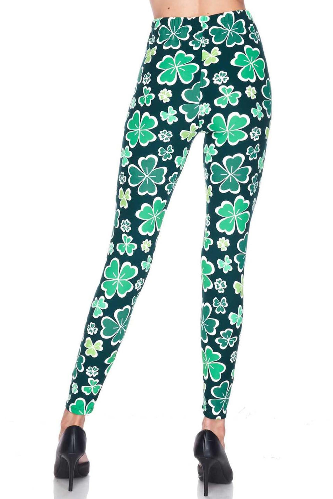 Wholesale Buttery Smooth Green Irish Clover Leggings