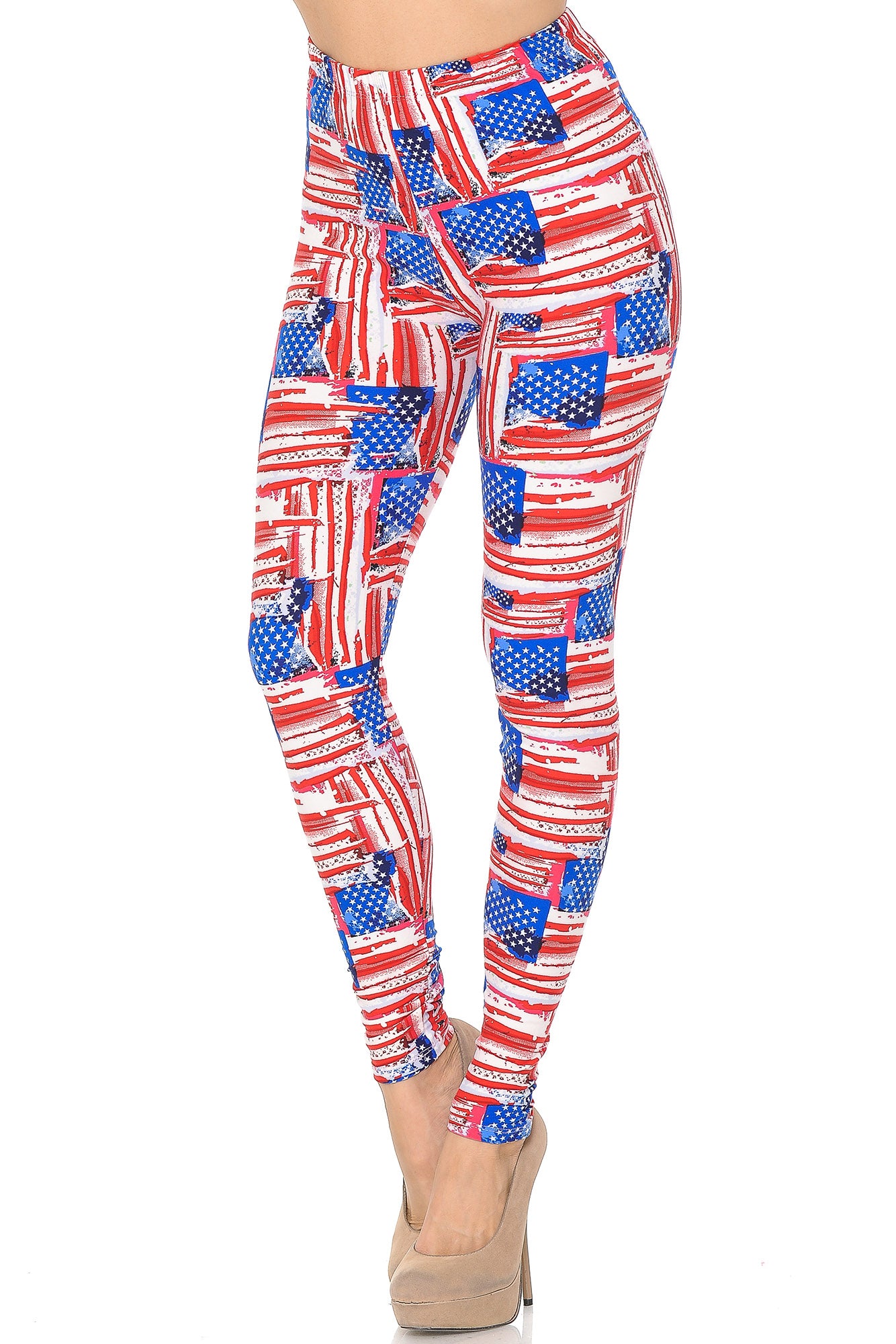 Wholesale Buttery Smooth Watercolor USA Flag Leggings