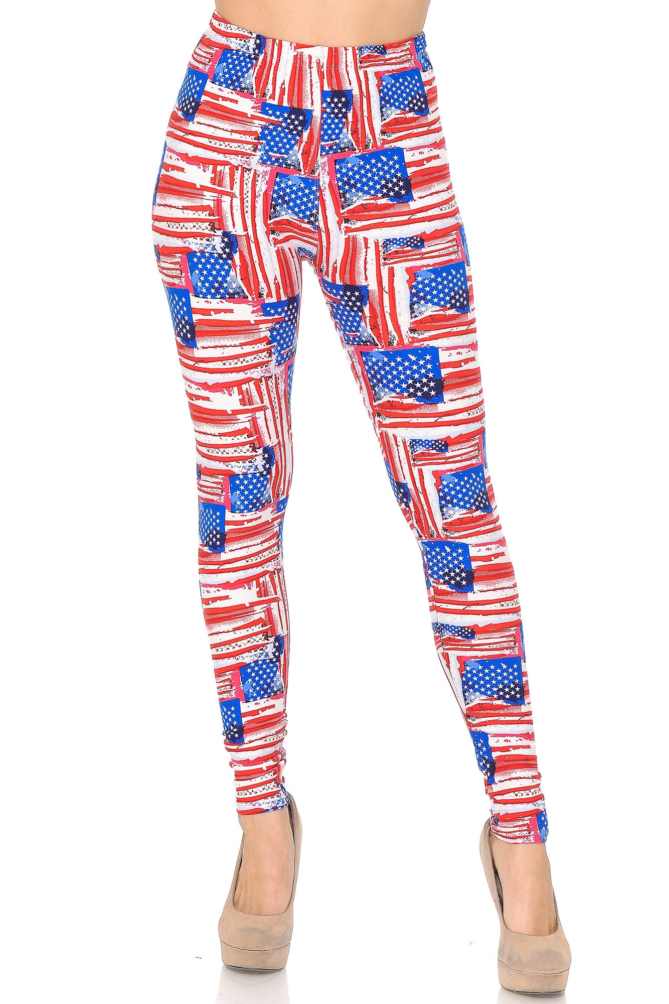Wholesale Buttery Smooth Watercolor USA Flag Leggings