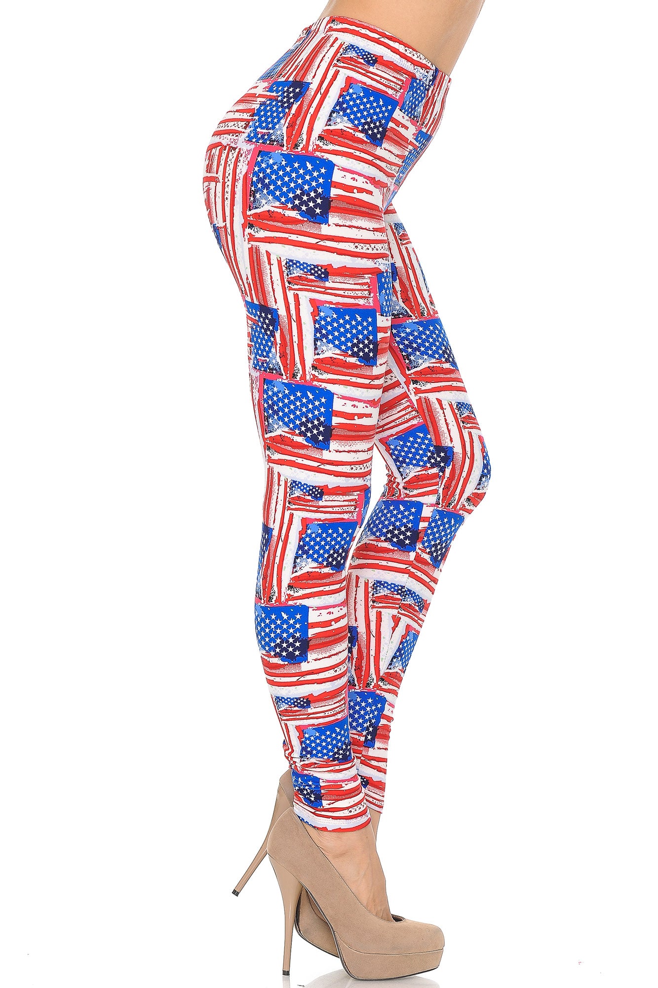 Wholesale Buttery Smooth Watercolor USA Flag Leggings