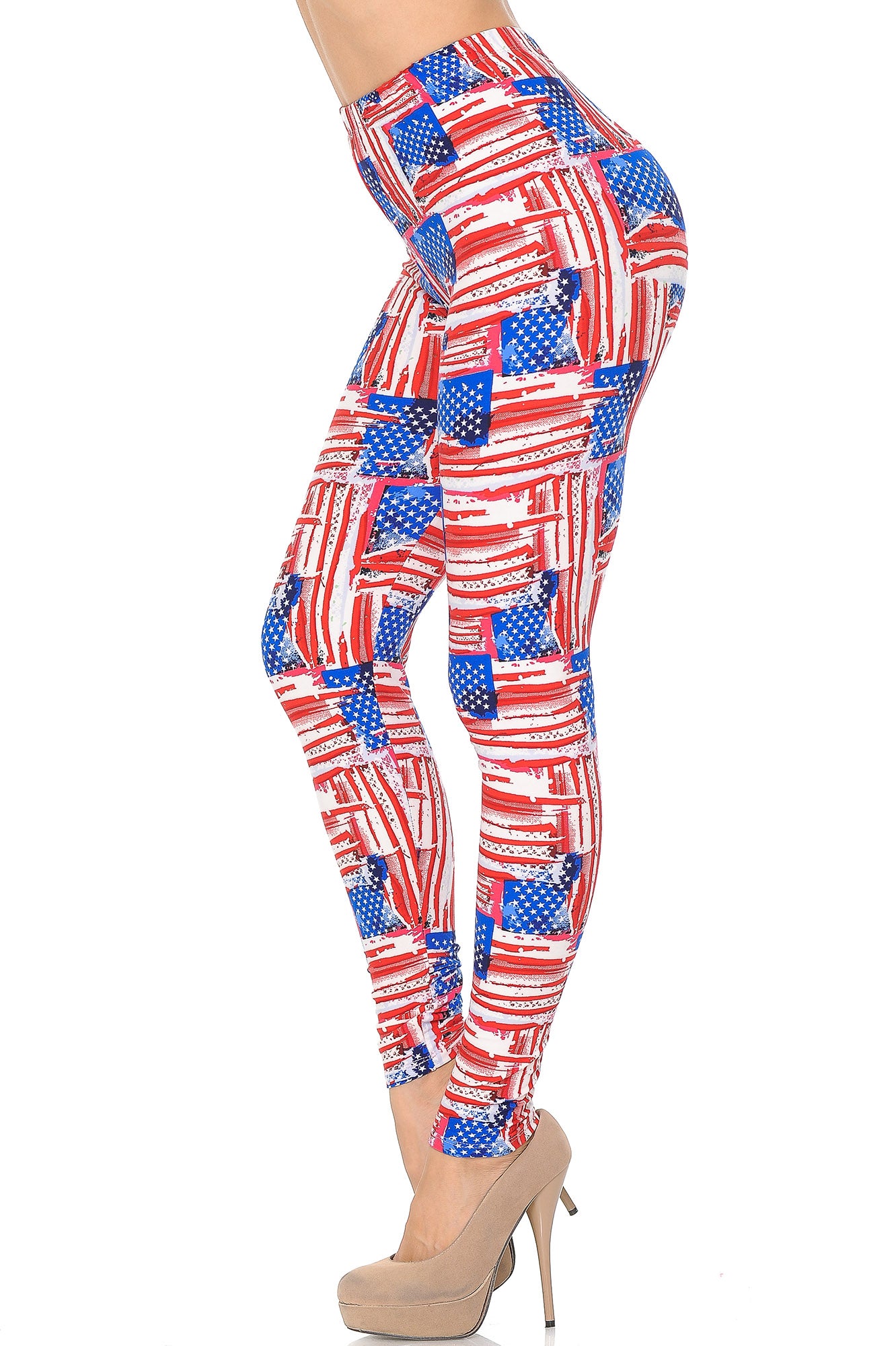 Wholesale Buttery Smooth Watercolor USA Flag Leggings