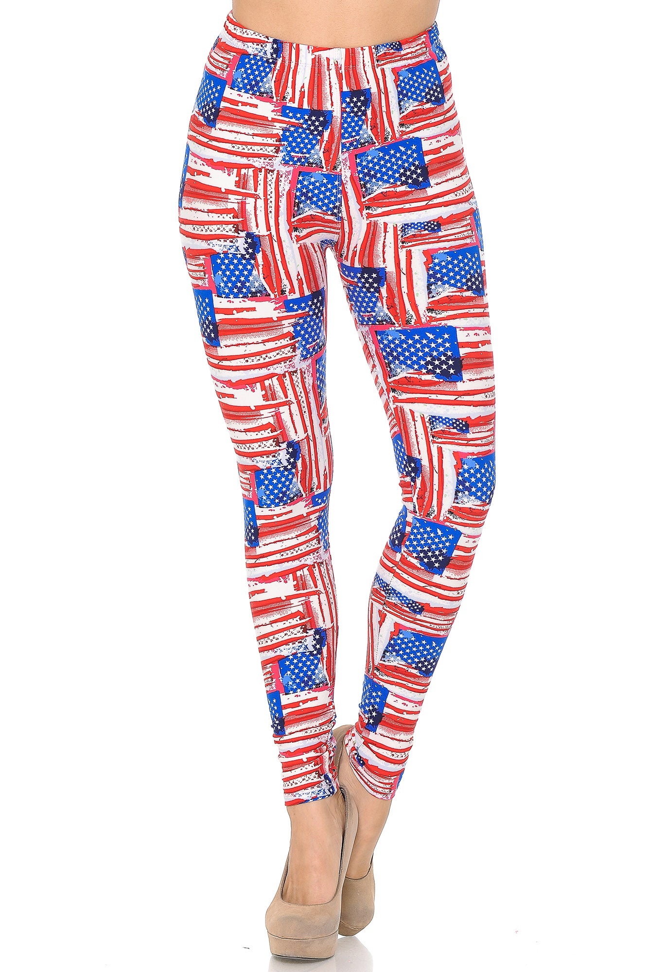 Wholesale Buttery Smooth Watercolor USA Flag Leggings