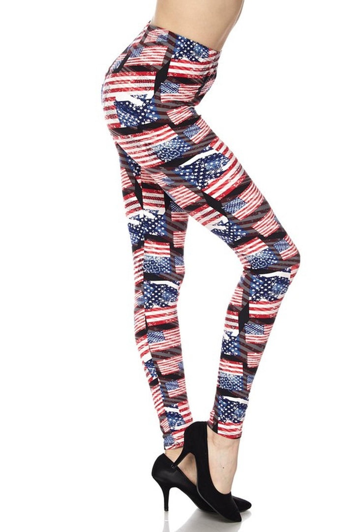 Wholesale Buttery Smooth 3D Hologram USA Flag Leggings