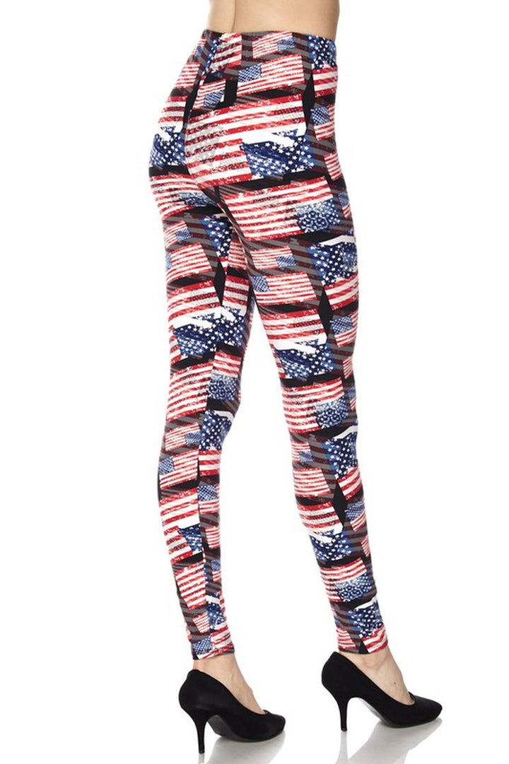 Wholesale Buttery Smooth 3D Hologram USA Flag Leggings