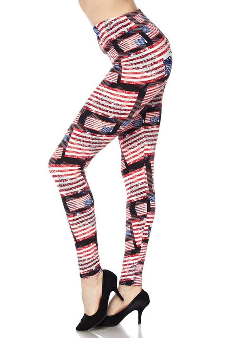 Wholesale Buttery Smooth 3D Hologram USA Flag Leggings