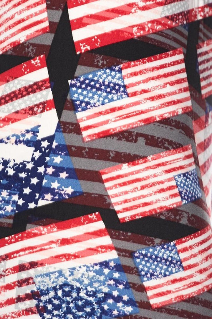 Wholesale Buttery Smooth 3D Hologram USA Flag Leggings