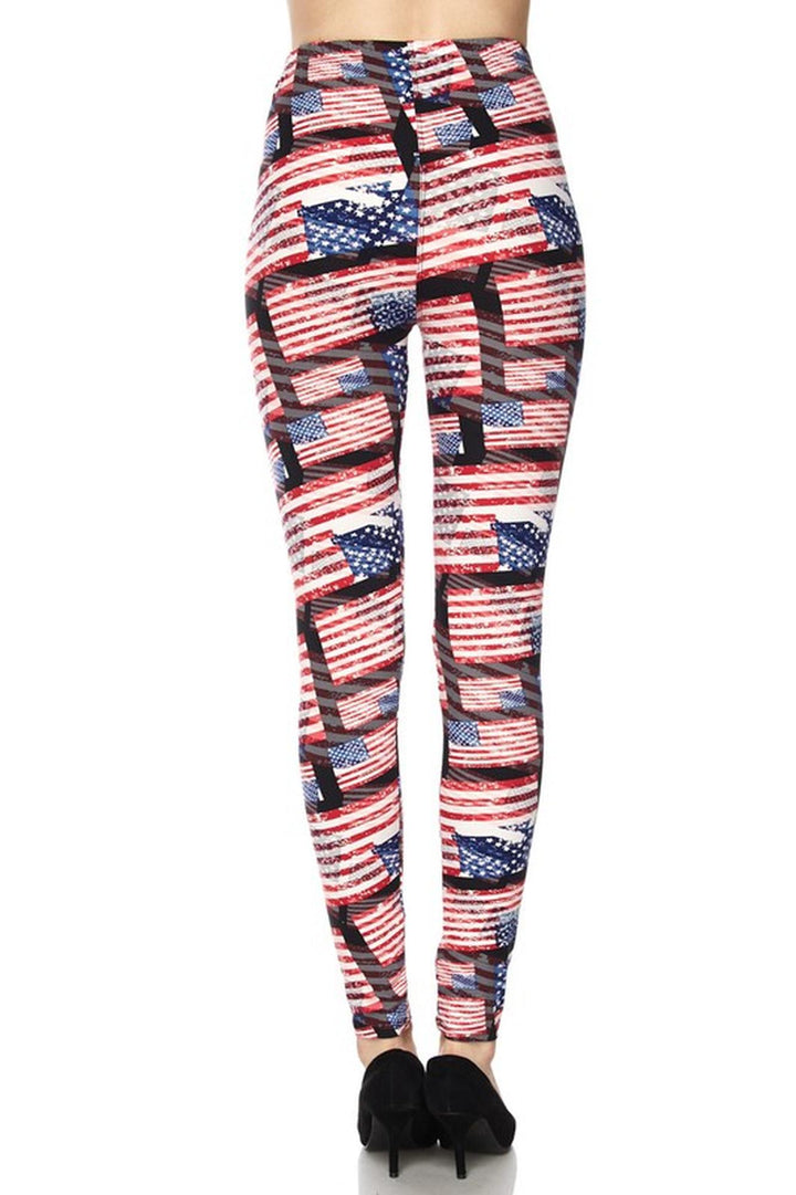 Wholesale Buttery Smooth 3D Hologram USA Flag Leggings