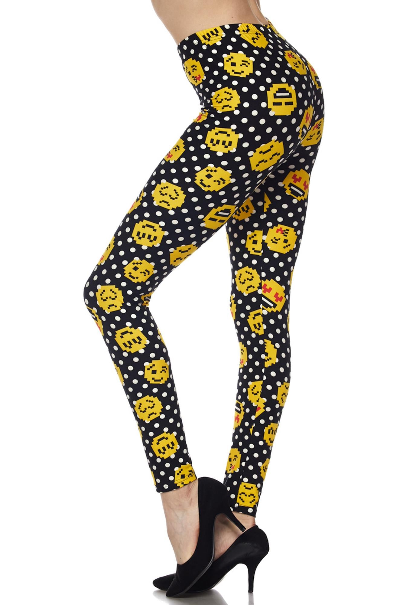 Wholesale Buttery Soft Retro Pixel Arcade Emoji Leggings