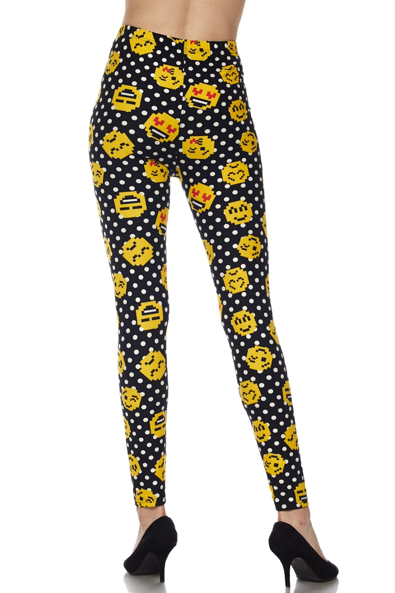 Wholesale Buttery Soft Retro Pixel Arcade Emoji Leggings