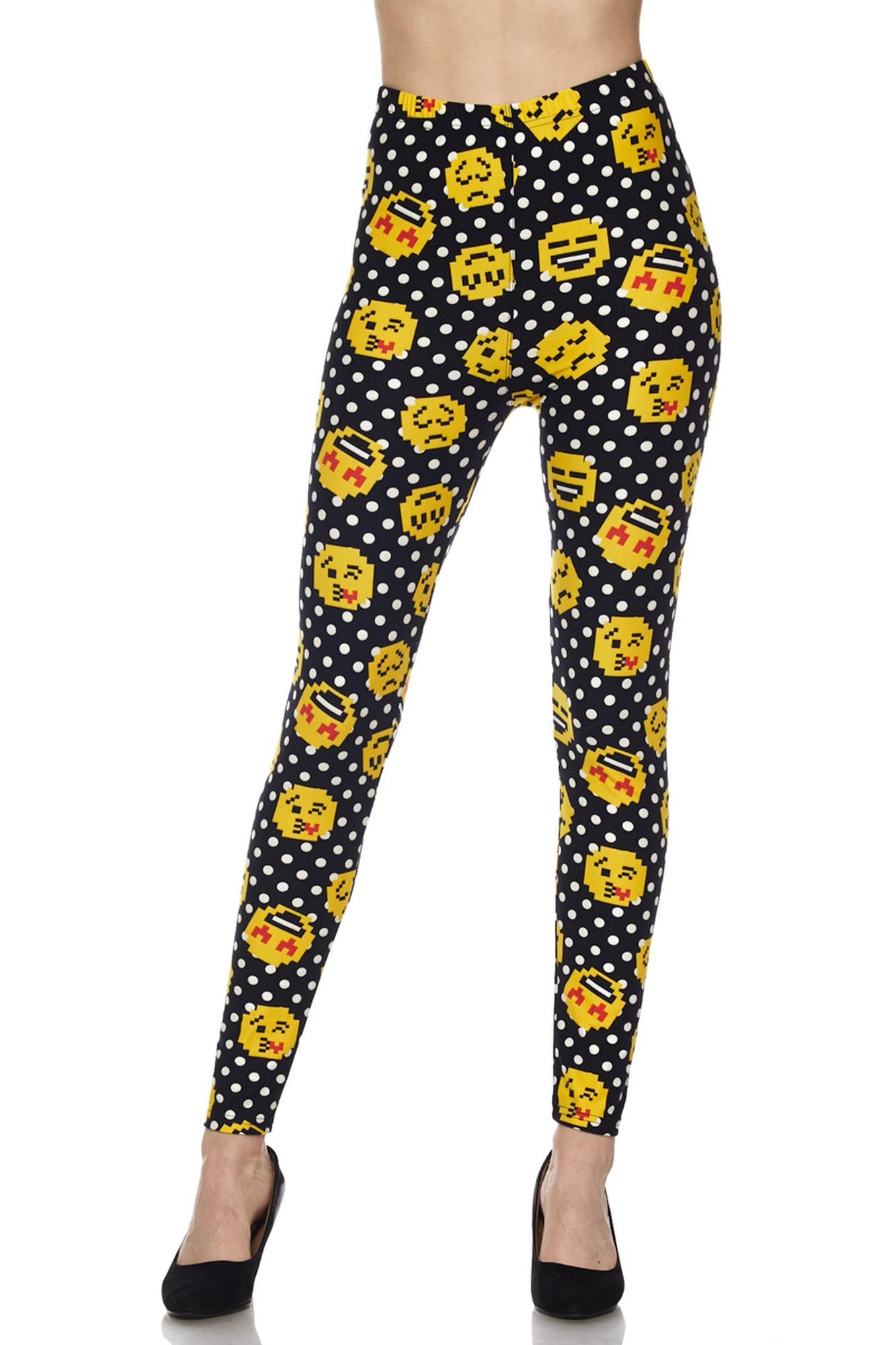 Wholesale Buttery Soft Retro Pixel Arcade Emoji Leggings